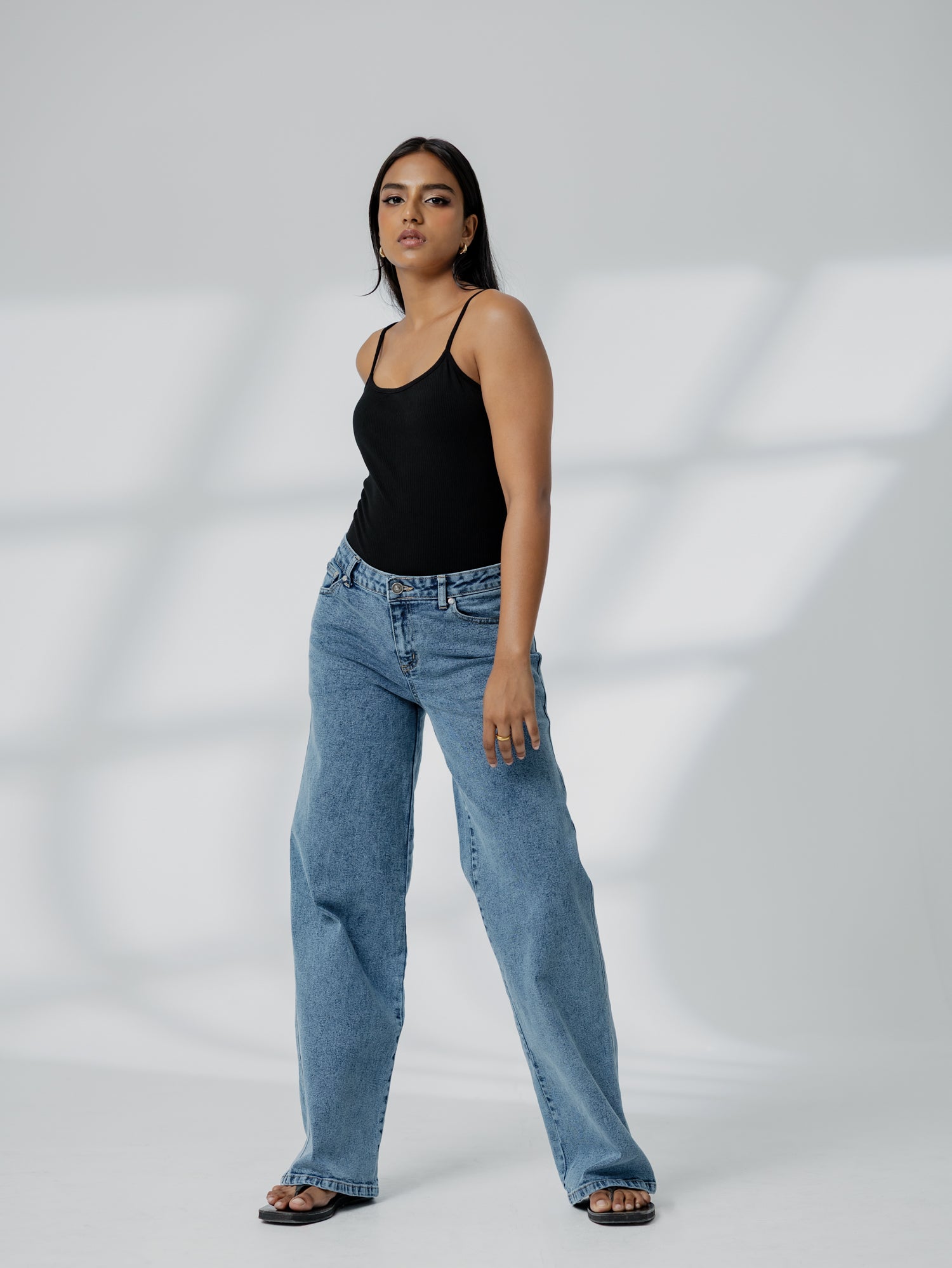 Low Waist Acid Washed Jean