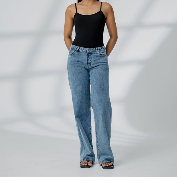 Low Waist Acid Washed Jean