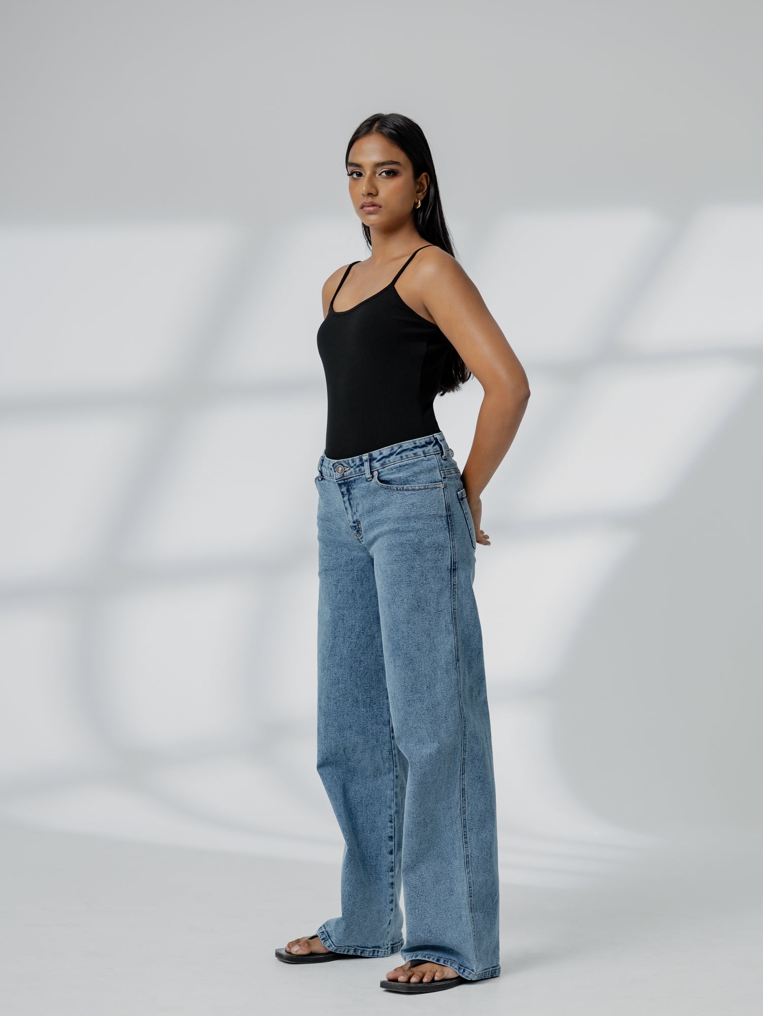 Low Waist Acid Washed Jean