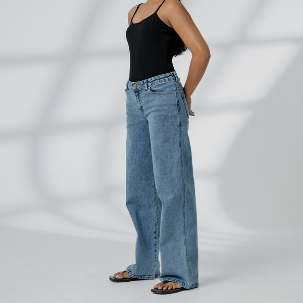 Low Waist Acid Washed Jean