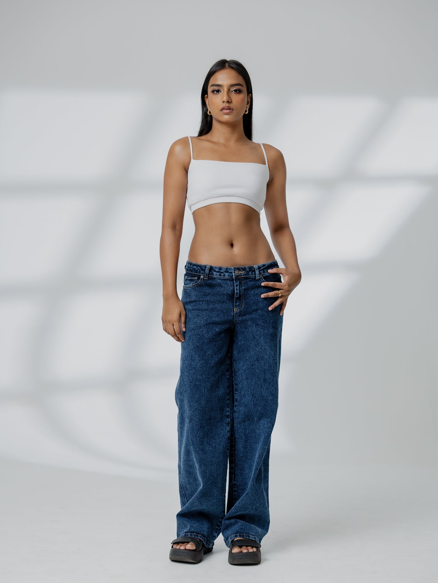 Low Waist Acid Washed Jean