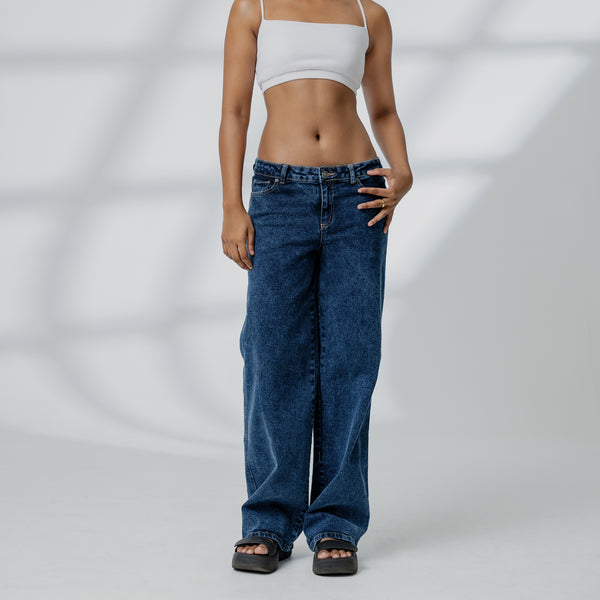 Low Waist Acid Washed Jean