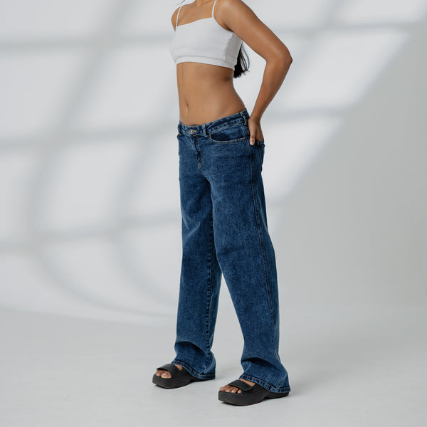 Low Waist Acid Washed Jean