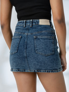 High Waist Acid Washed Mini Skirt