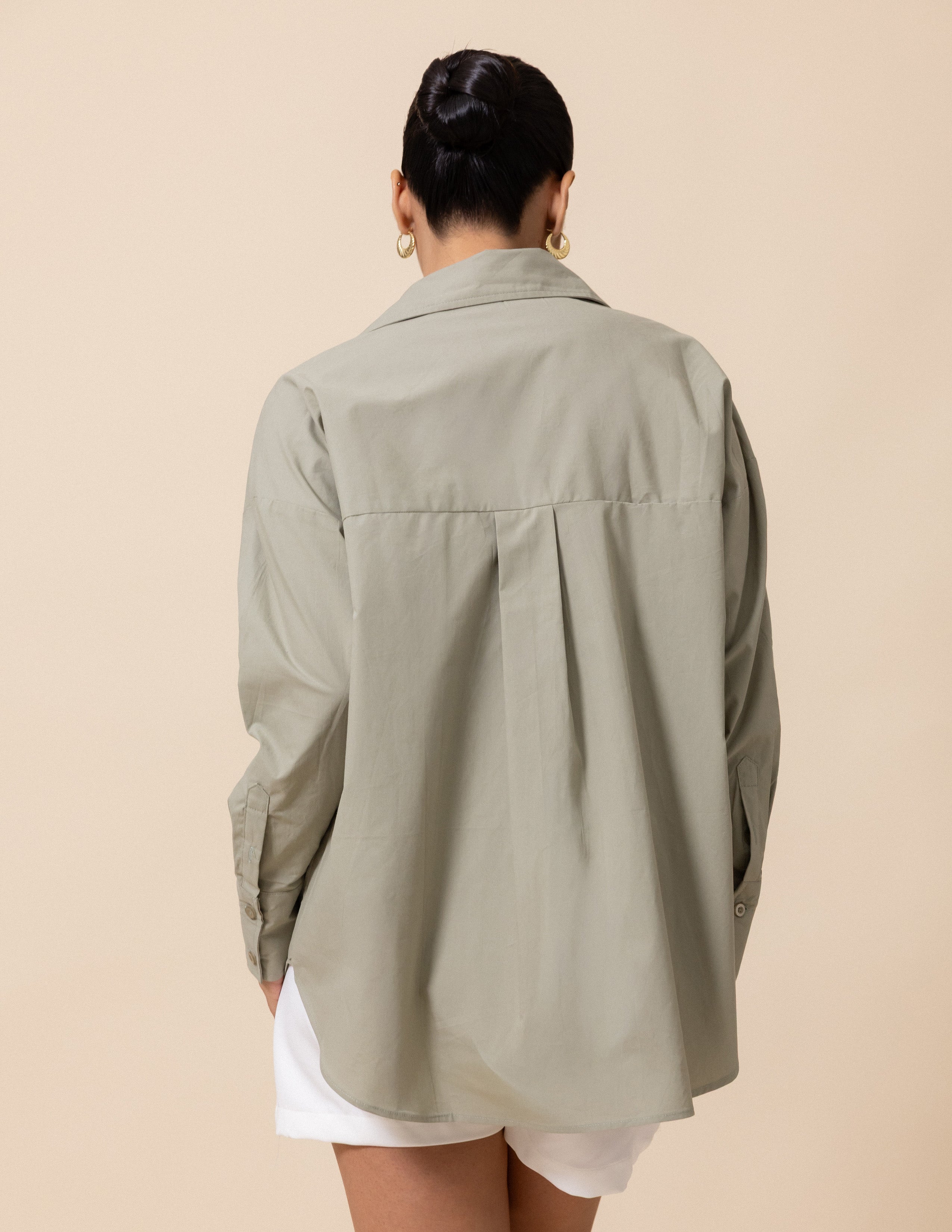 Off Shoulder Long Sleeved Button Down Shirt