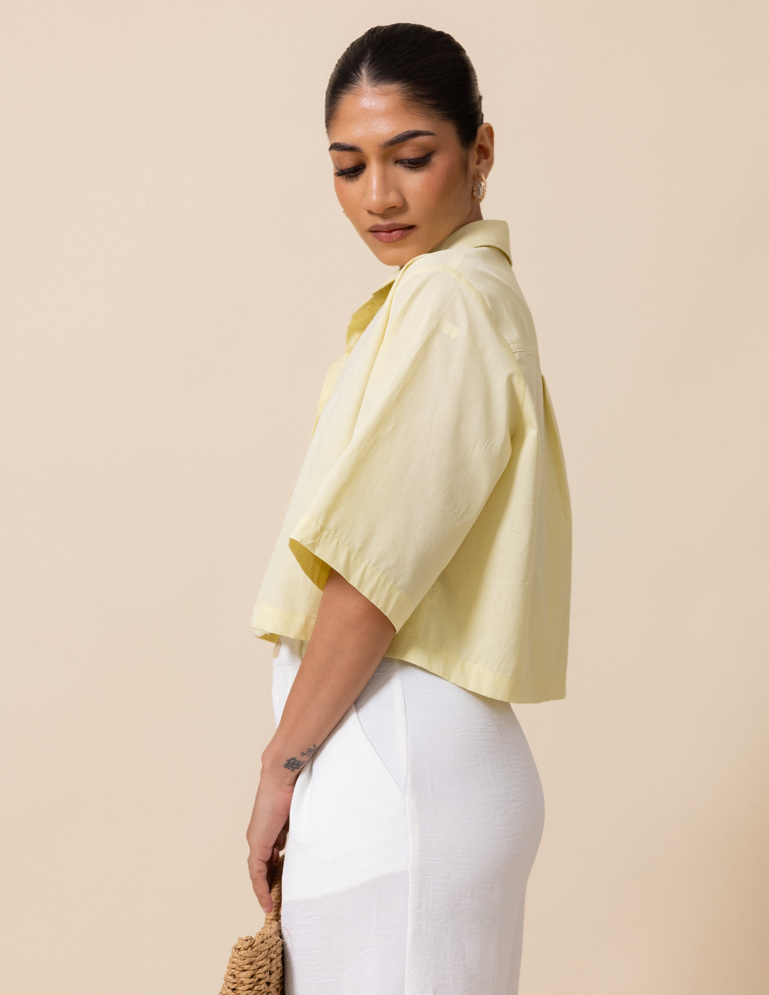 Button Down Cropped Shirt
