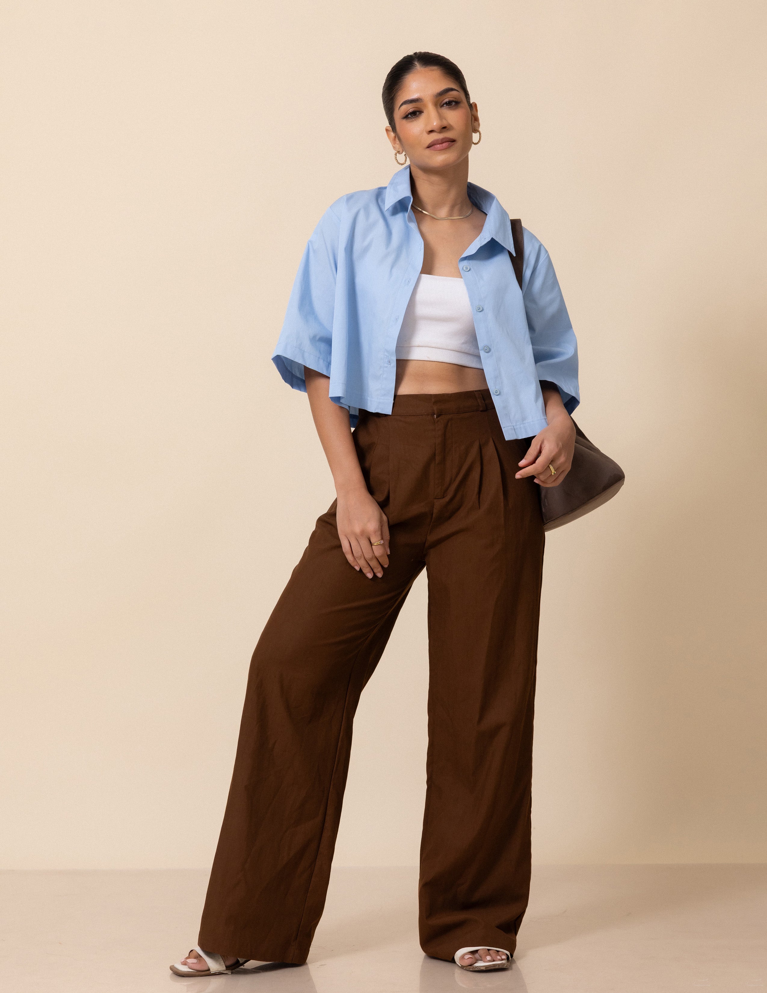 Button Down Cropped Shirt