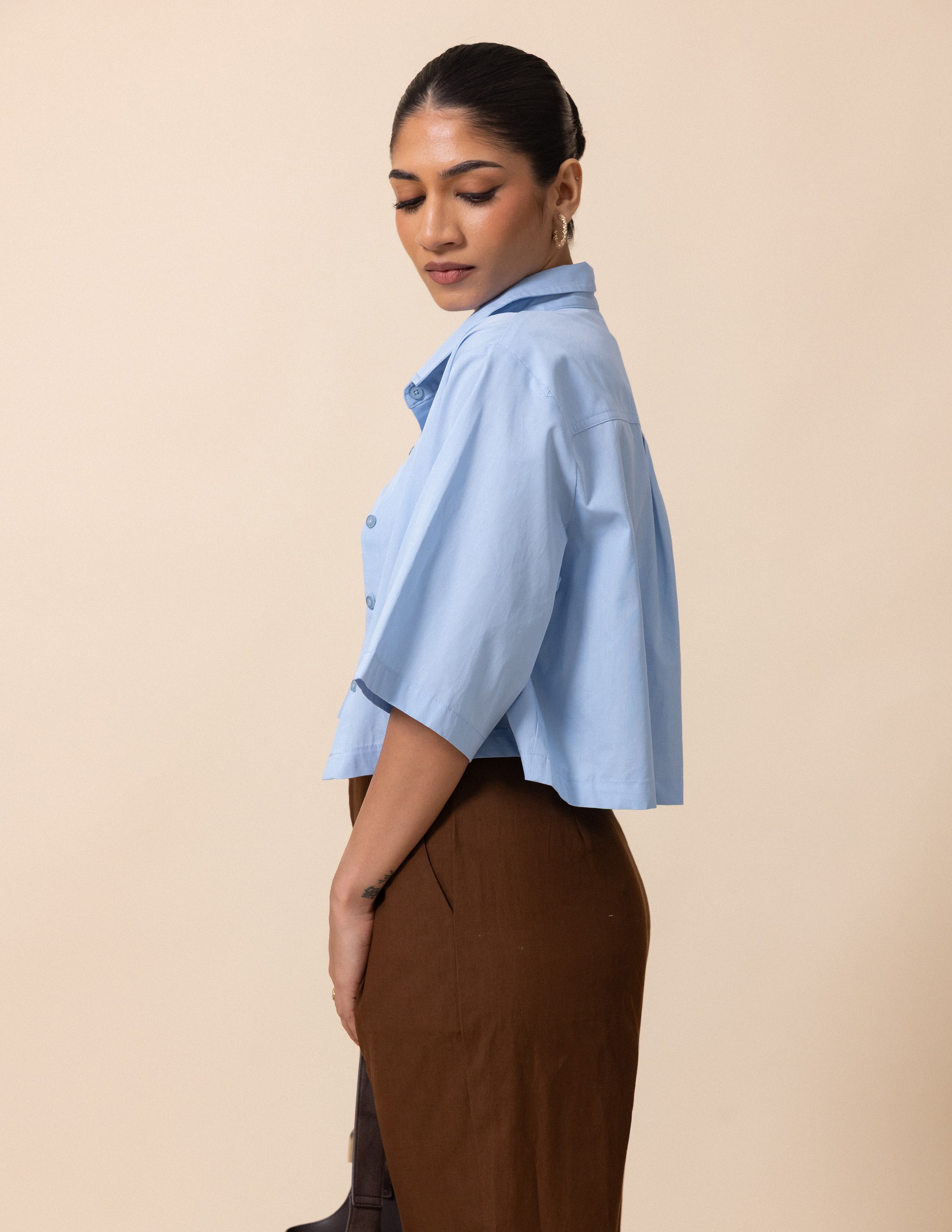 Button Down Cropped Shirt