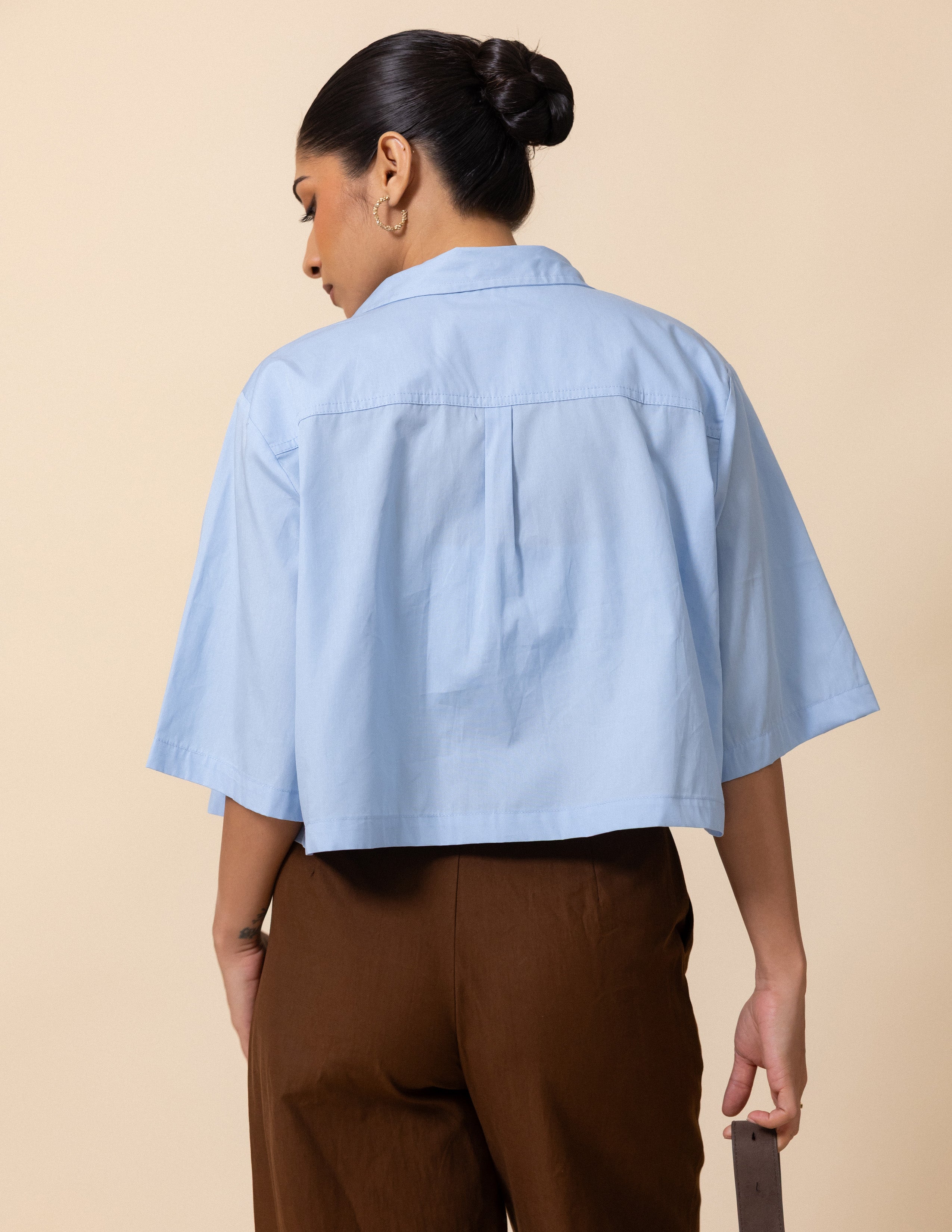 Button Down Cropped Shirt