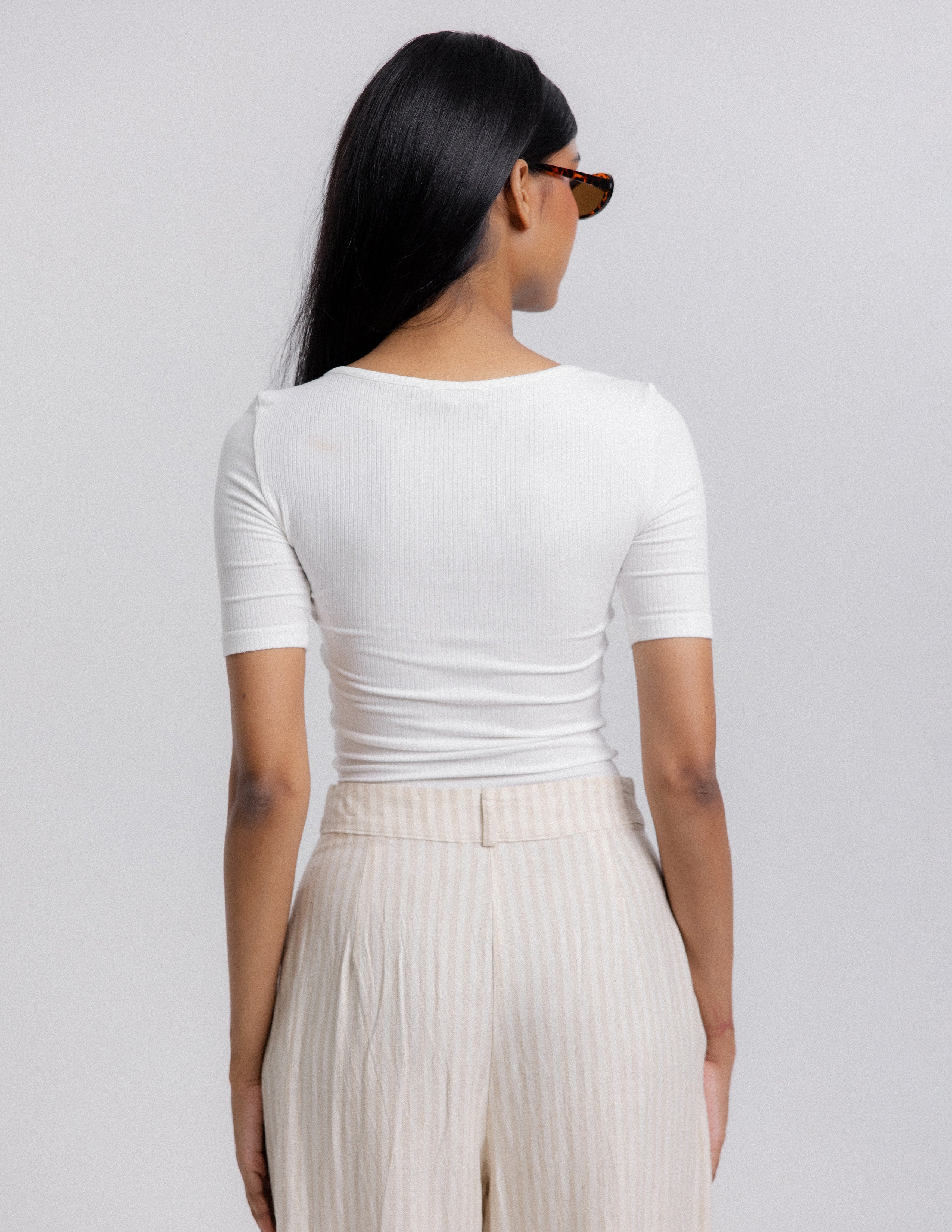 Round Neck Short Sleeved Top