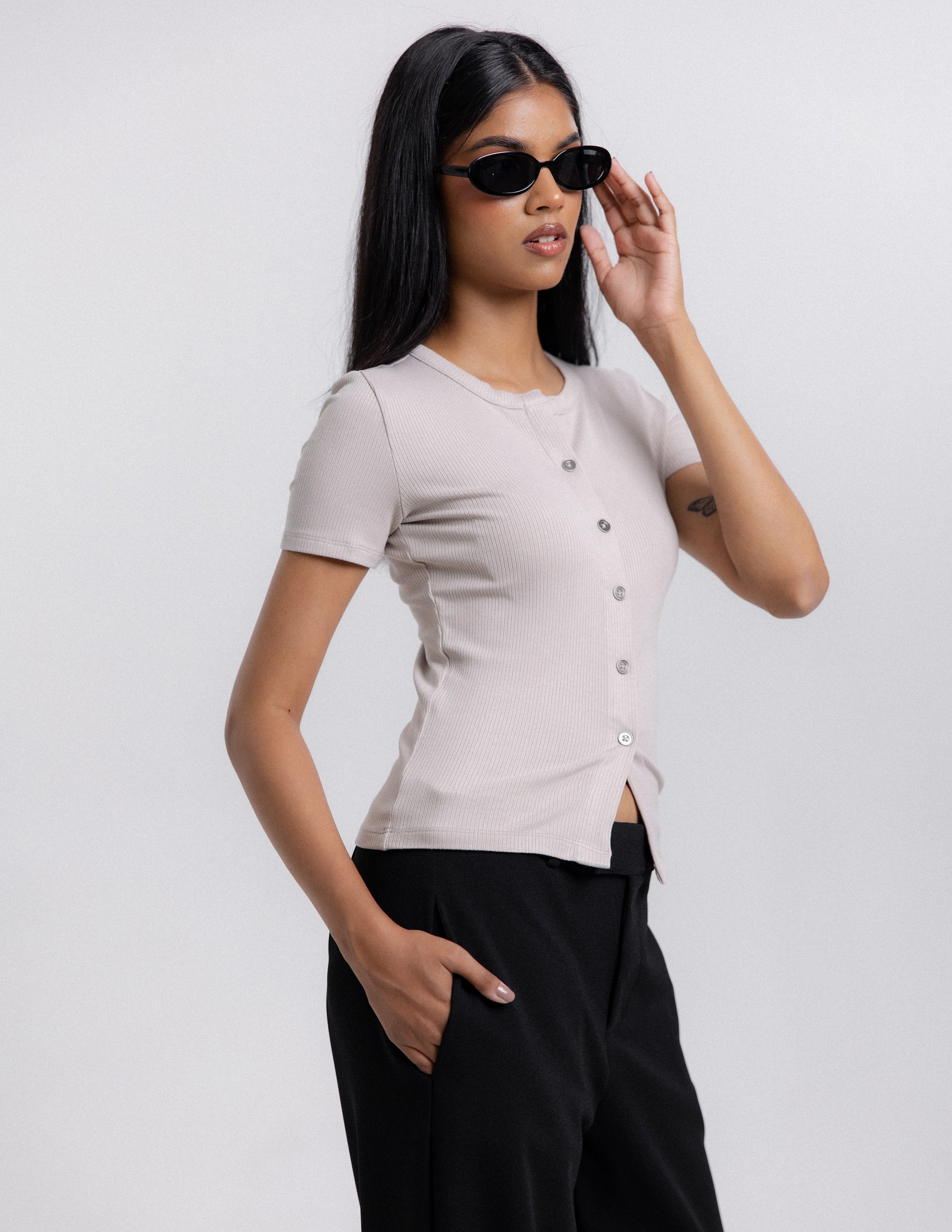 Button Down Fitted Top