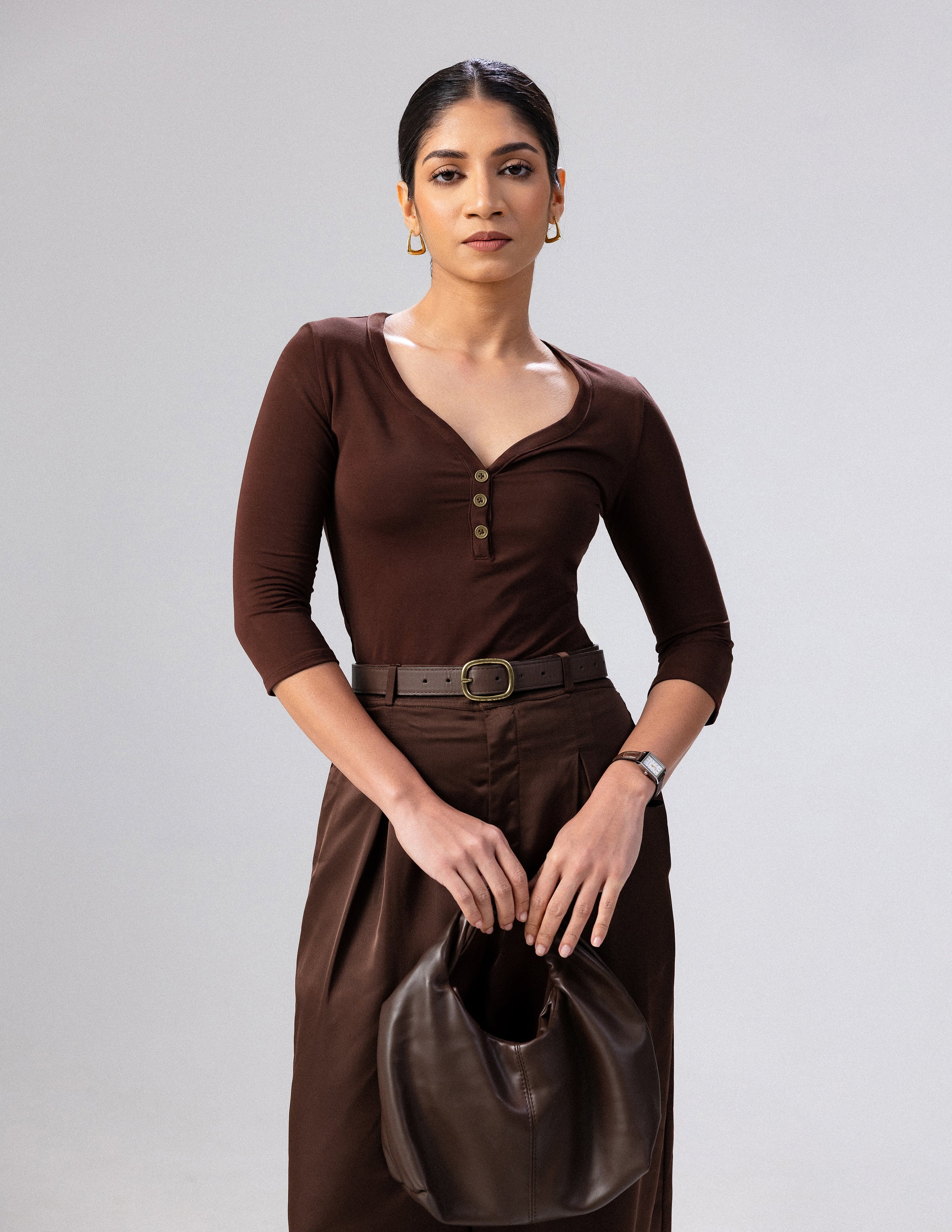 Button Detailed Long Sleeved Top