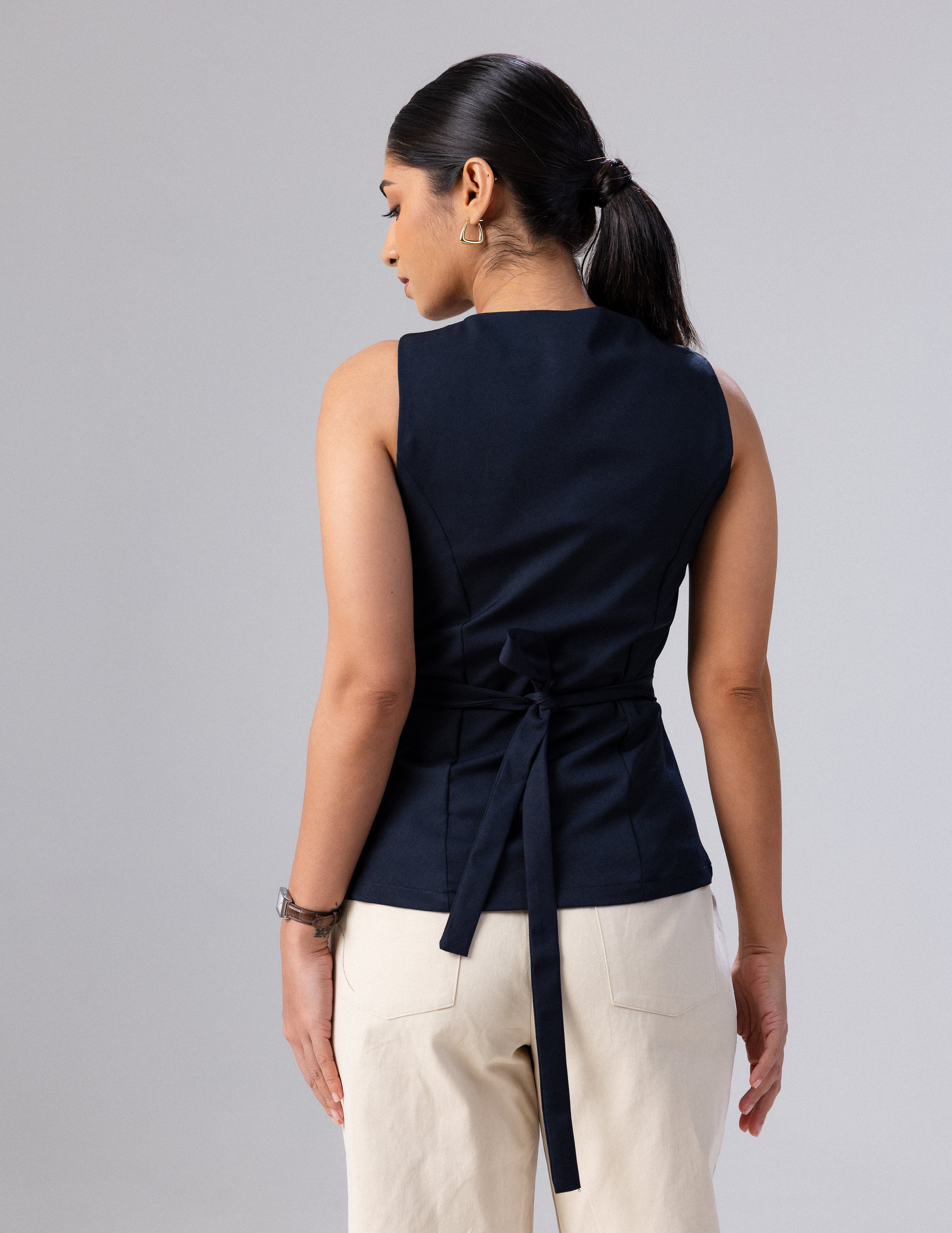 Button Down Back Tie Up Top