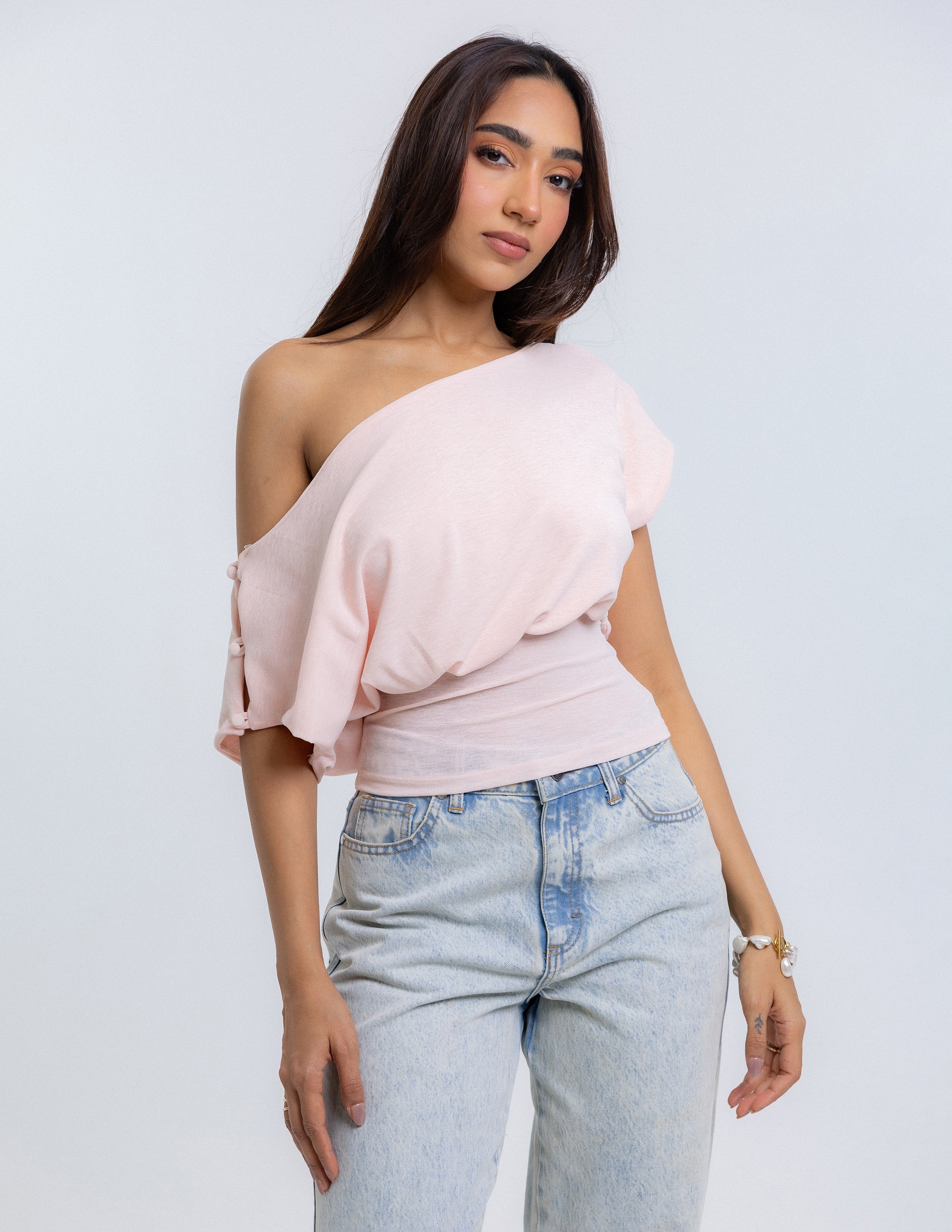 Cover Button Detailed Off Shoulder Top