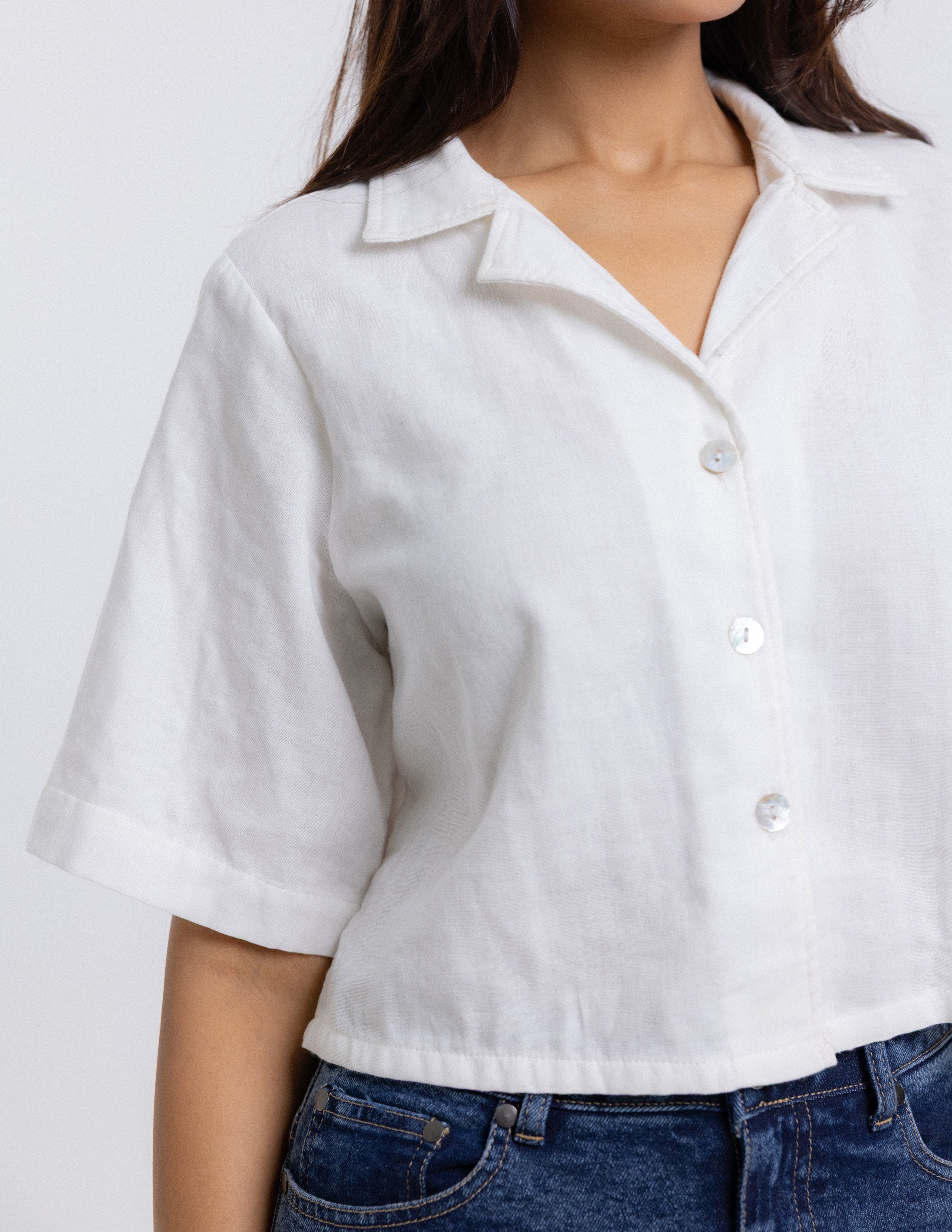 Button Down Cropped Top
