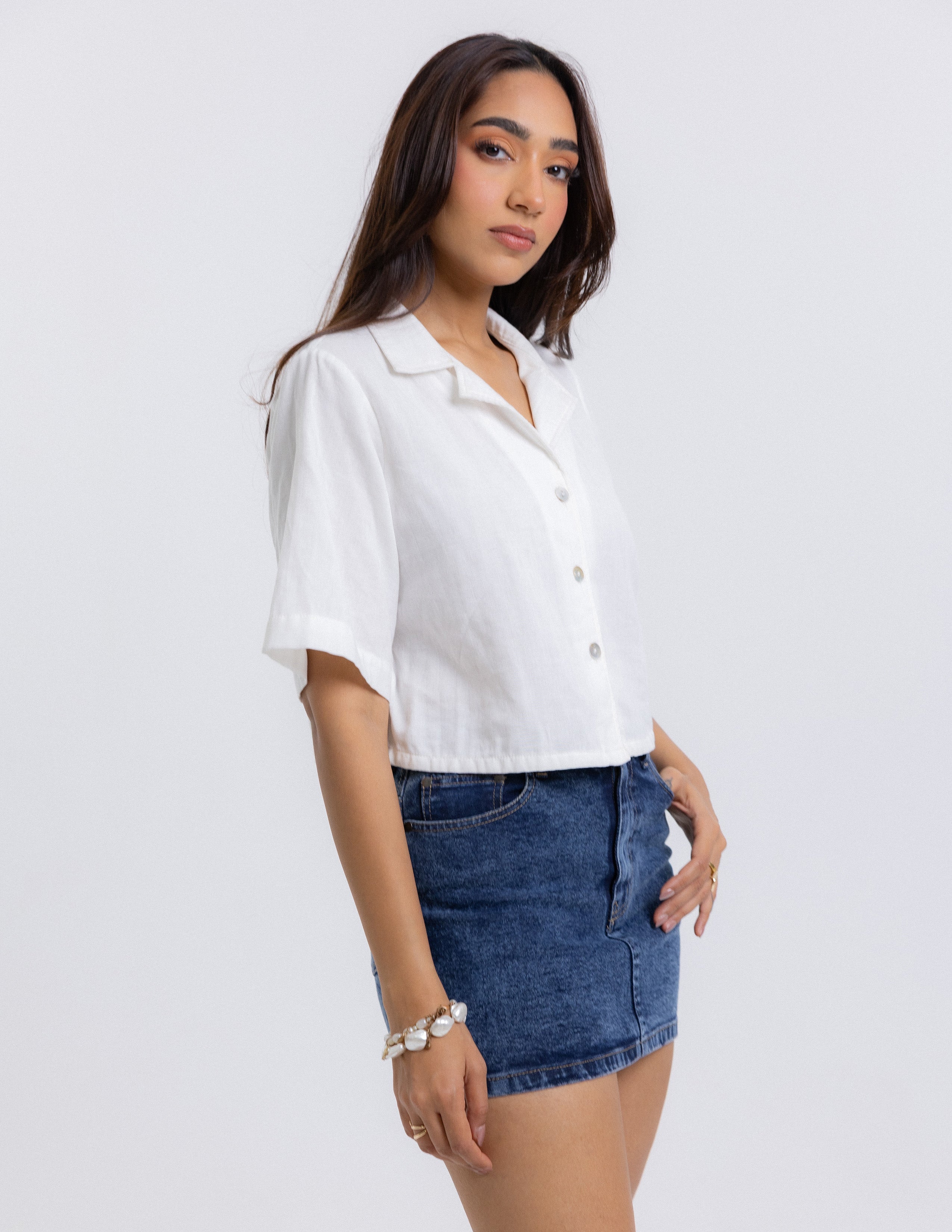 Button Down Cropped Top
