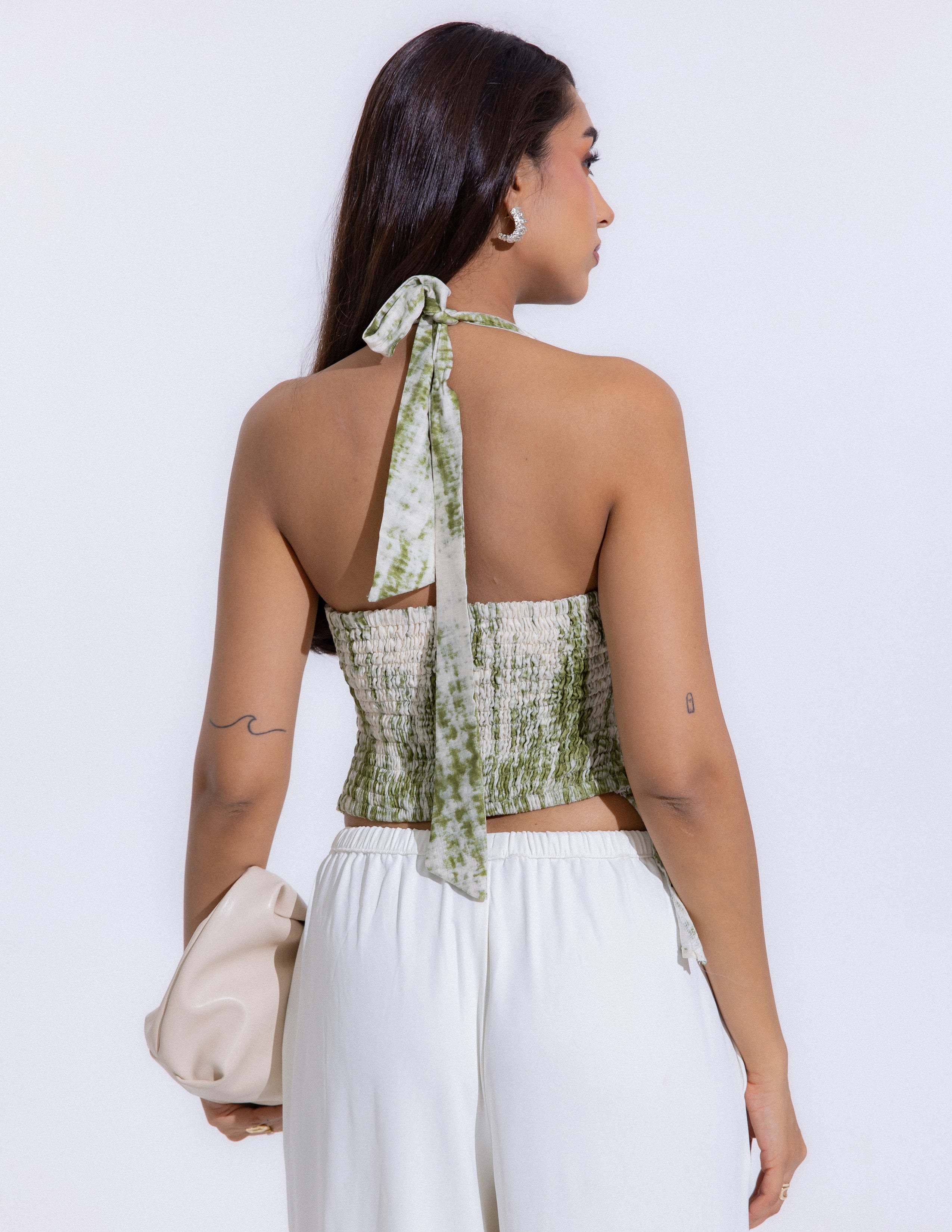 Halter Neck Smocking Detail Top