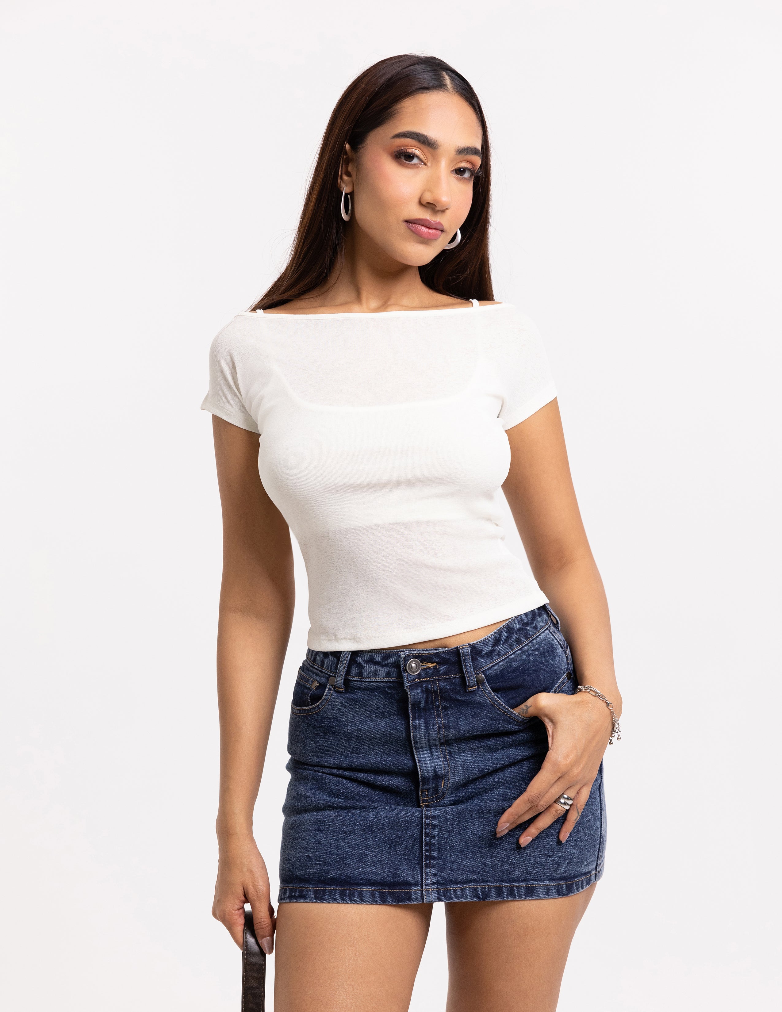 Boat Neck Inside Cami Top