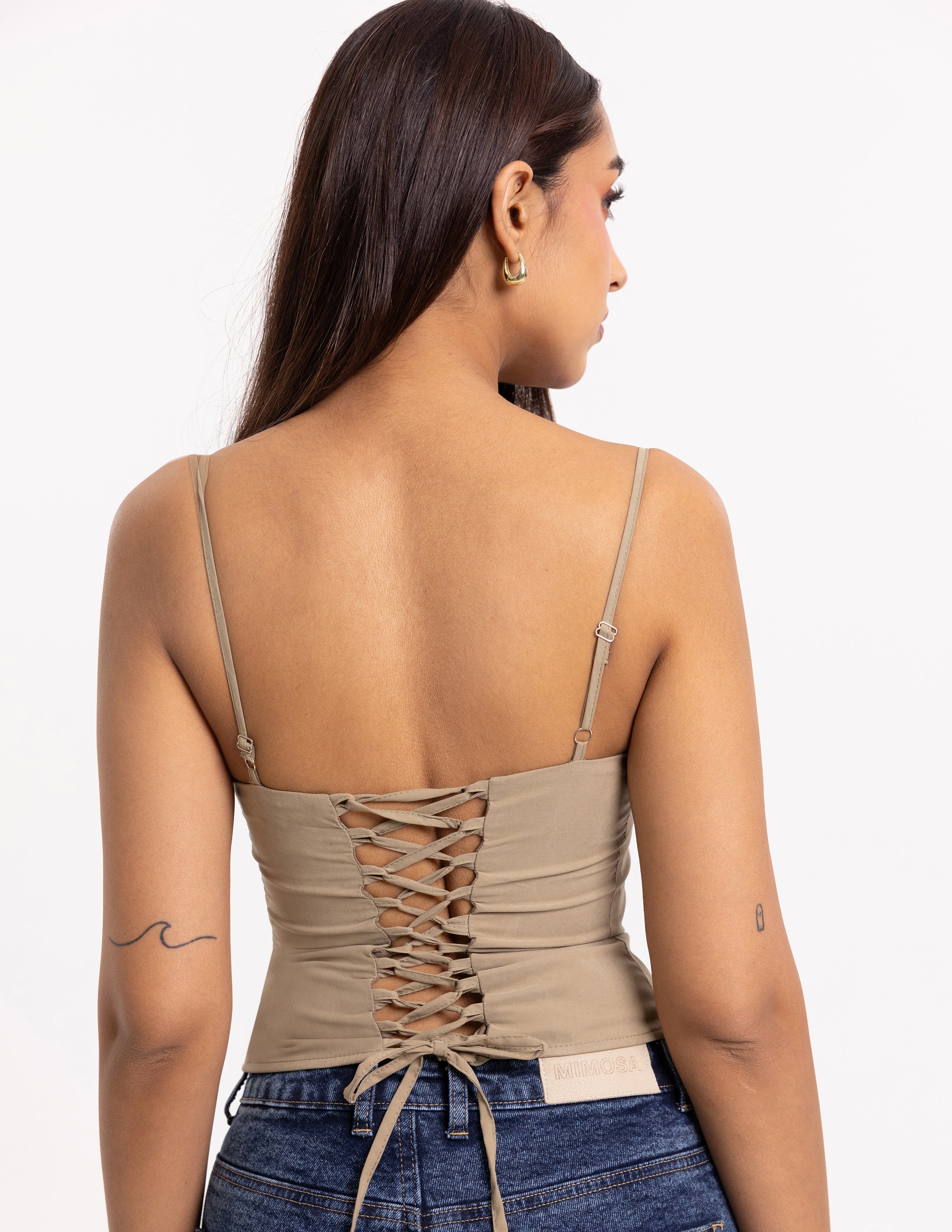 Fitted Sleeveless Back Tie Up Top