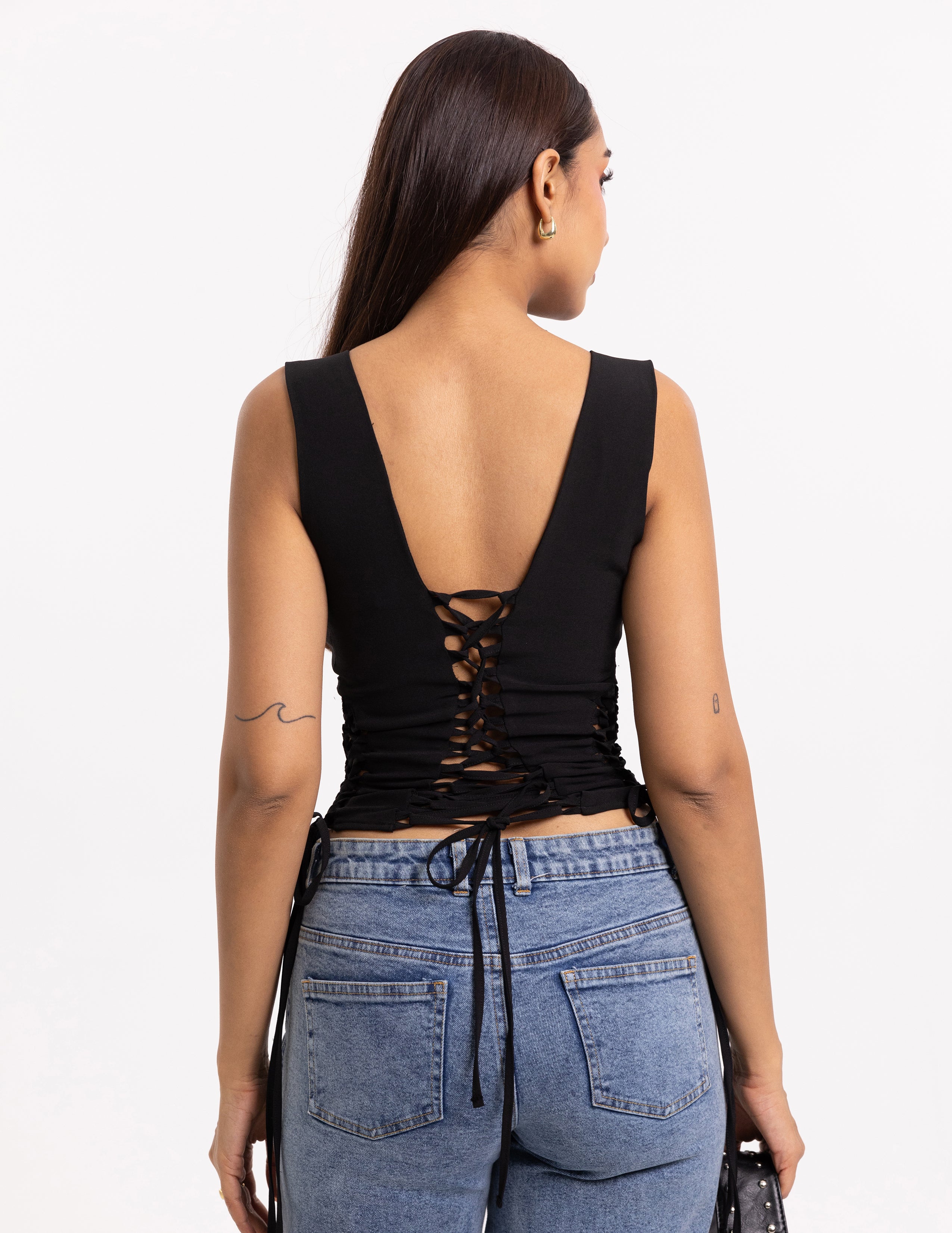 Side Back Loops With Tie Up Detailed Top
