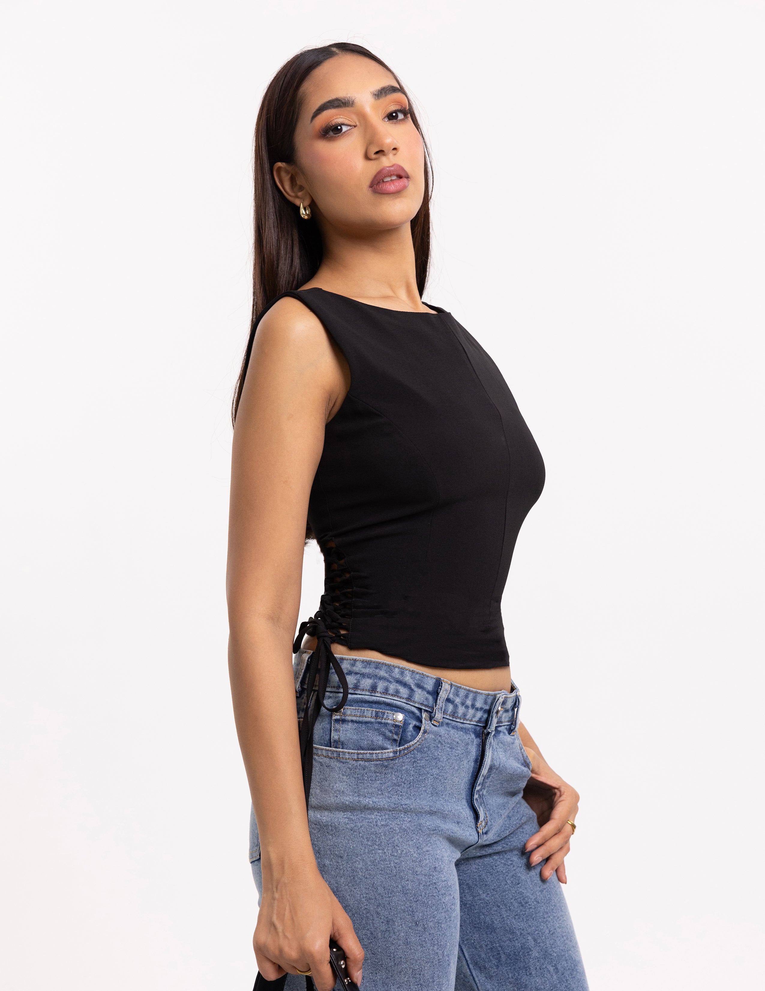 Side Back Loops With Tie Up Detailed Top