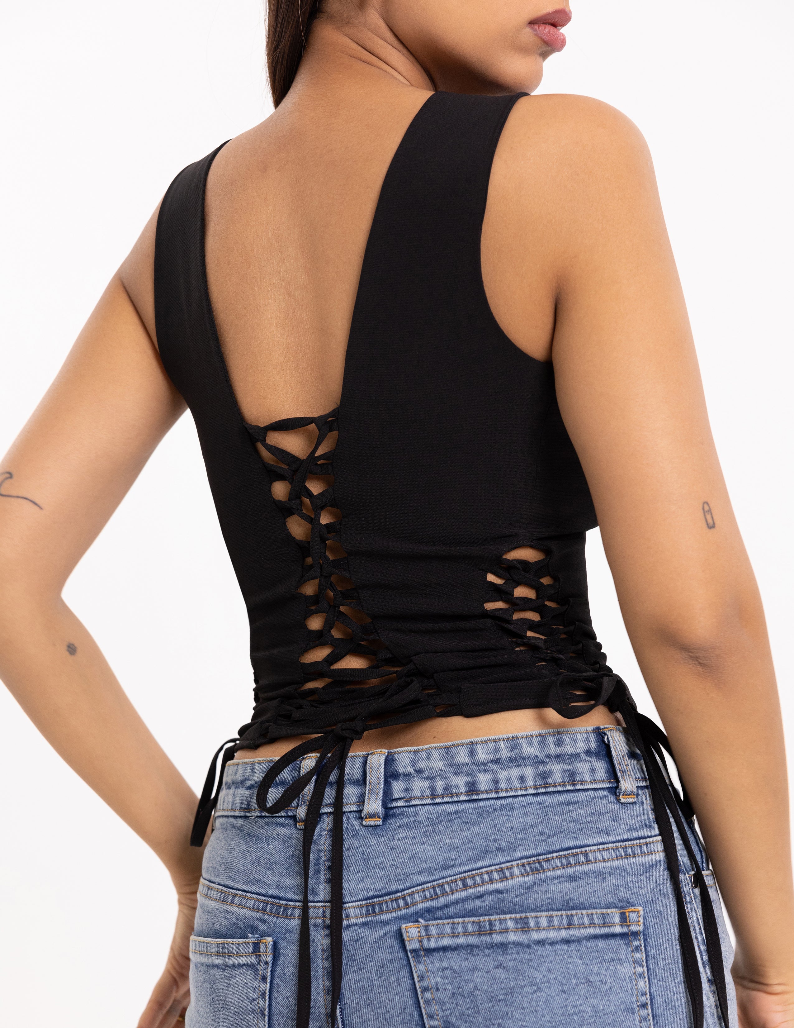 Side Back Loops With Tie Up Detailed Top