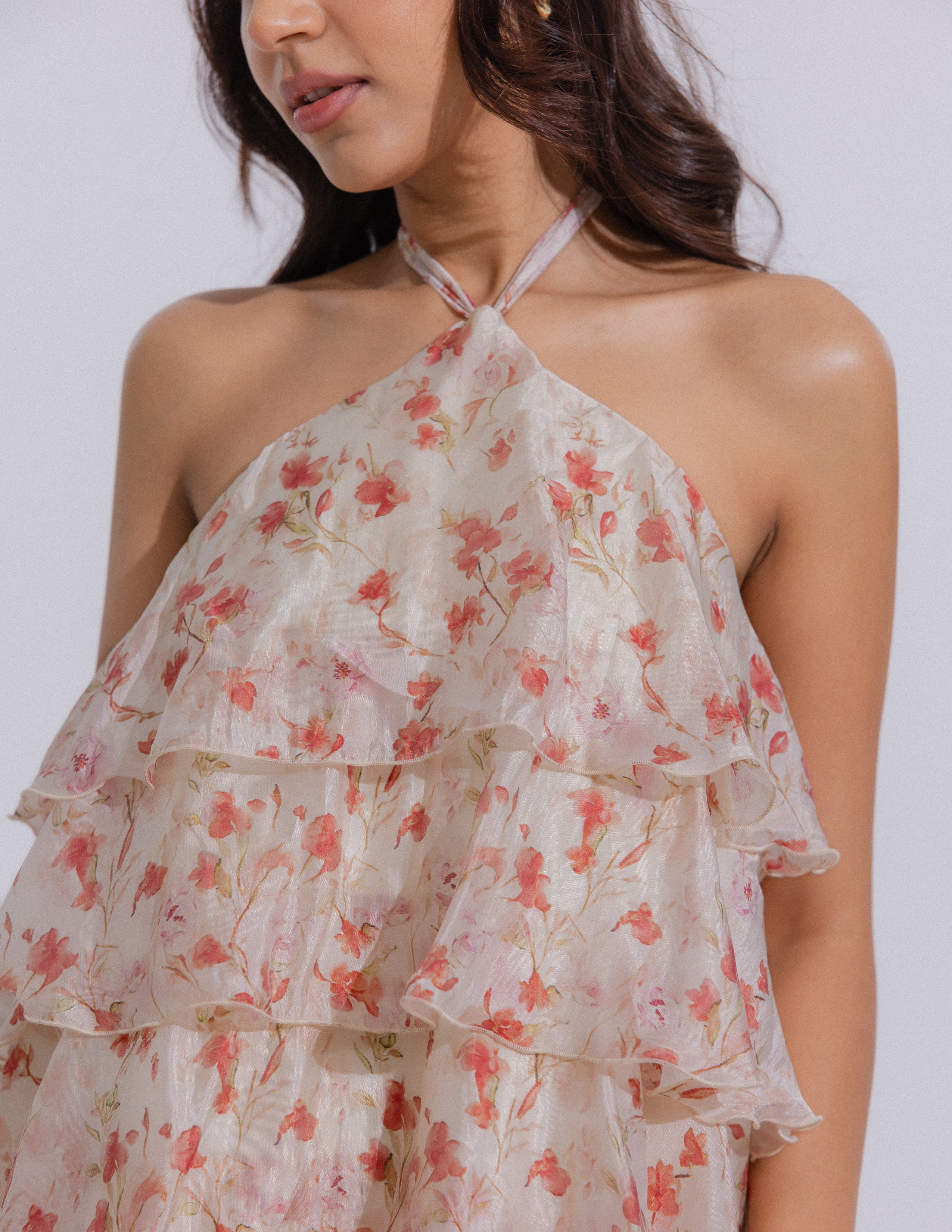 Halter Neck Tiered Mini Dress