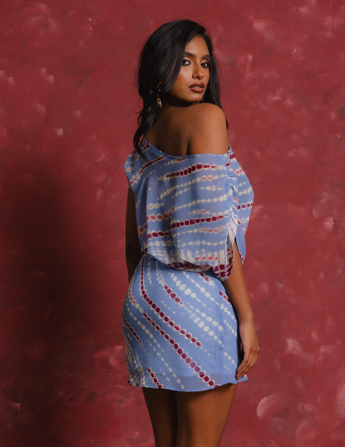 One Shoulder Gathered Mini Dress