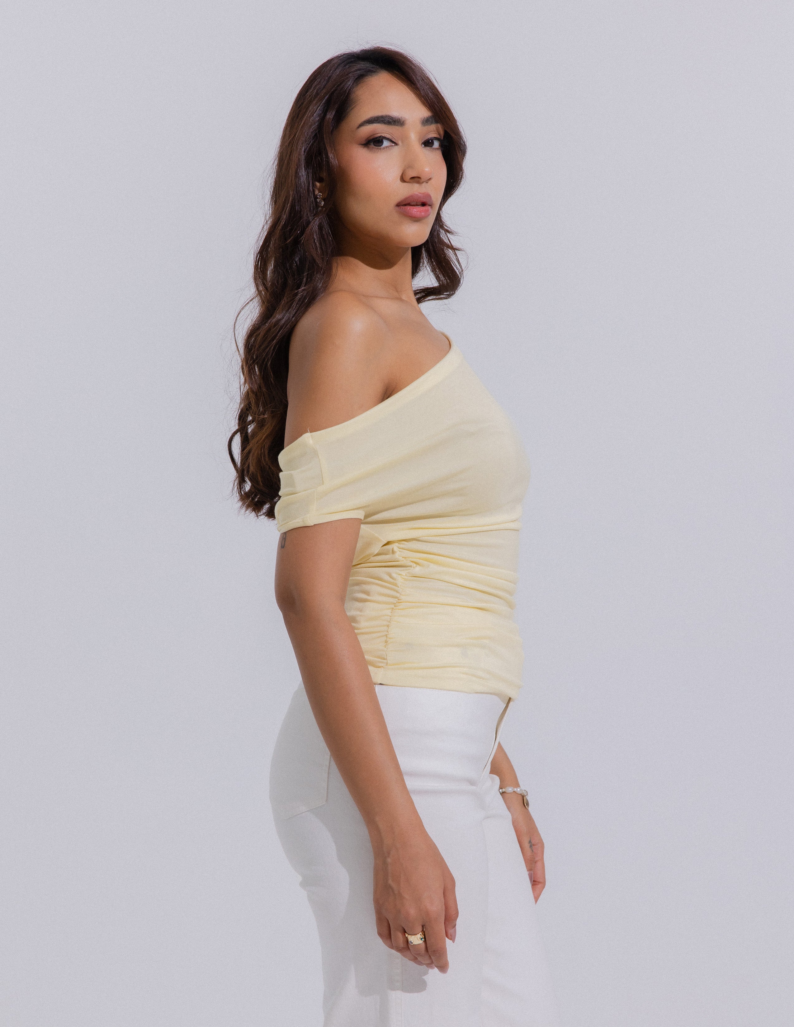 One Shoulder Side Gathered Top