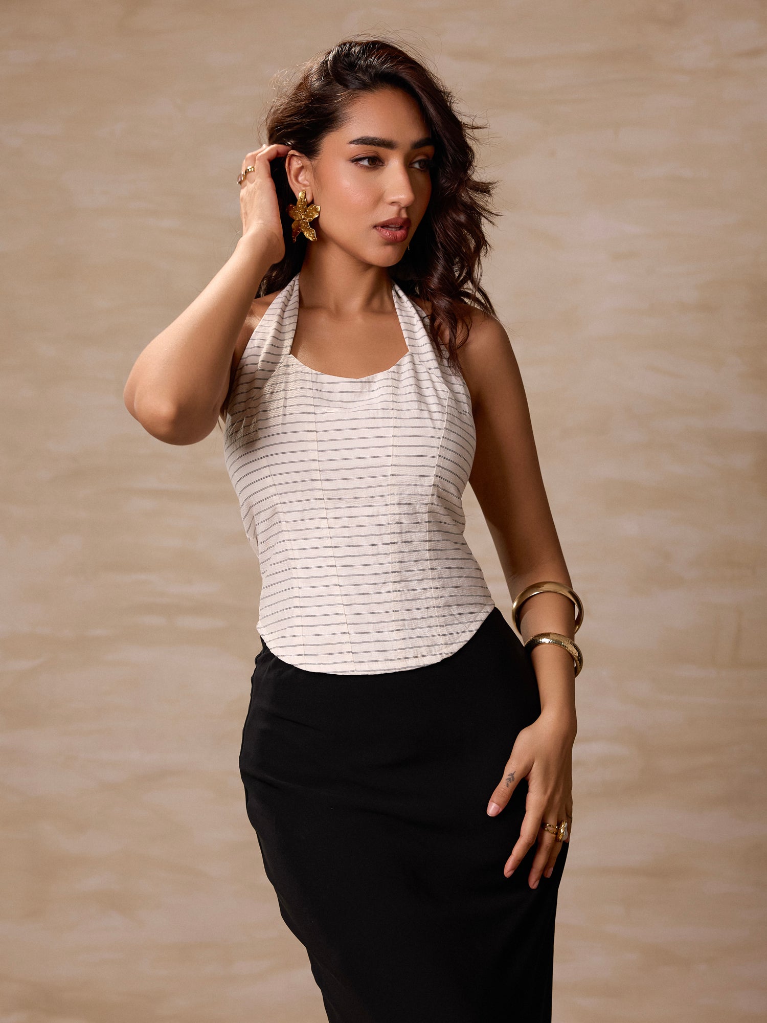 Halter Neck Back Smocking Top