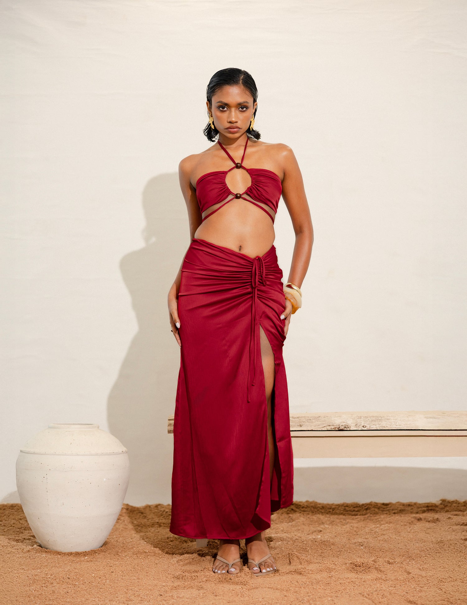 Ruched Detailed Maxi Skirt