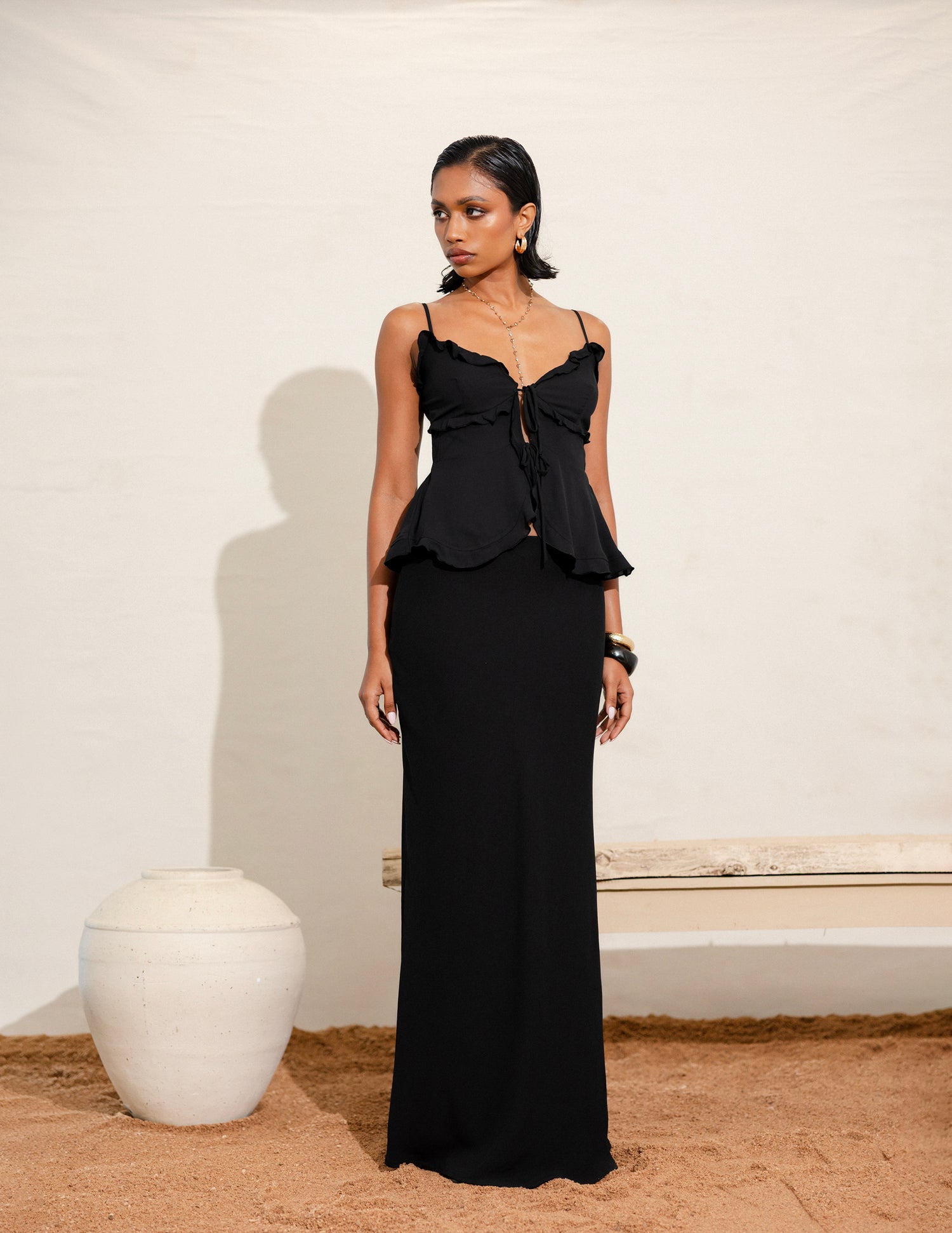 Frill Detailed Front Tie Up Top