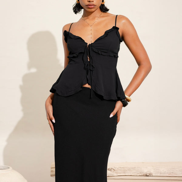 Frill Detailed Front Tie Up Top