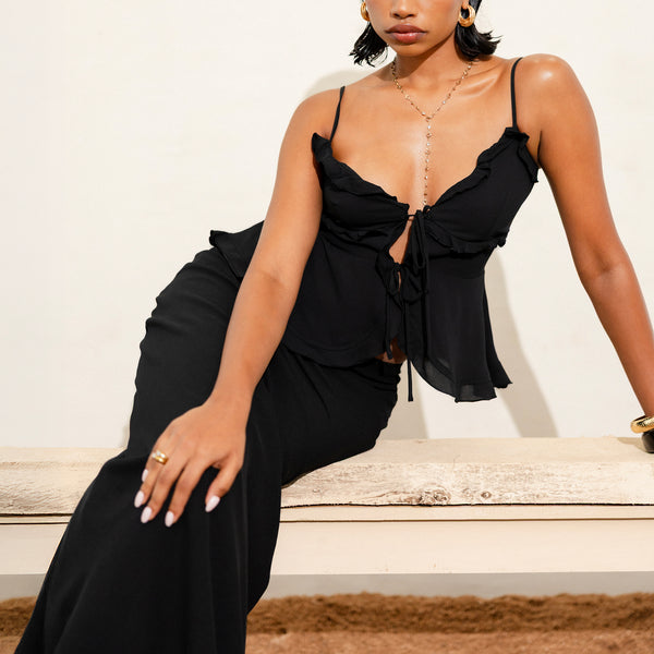 Frill Detailed Front Tie Up Top