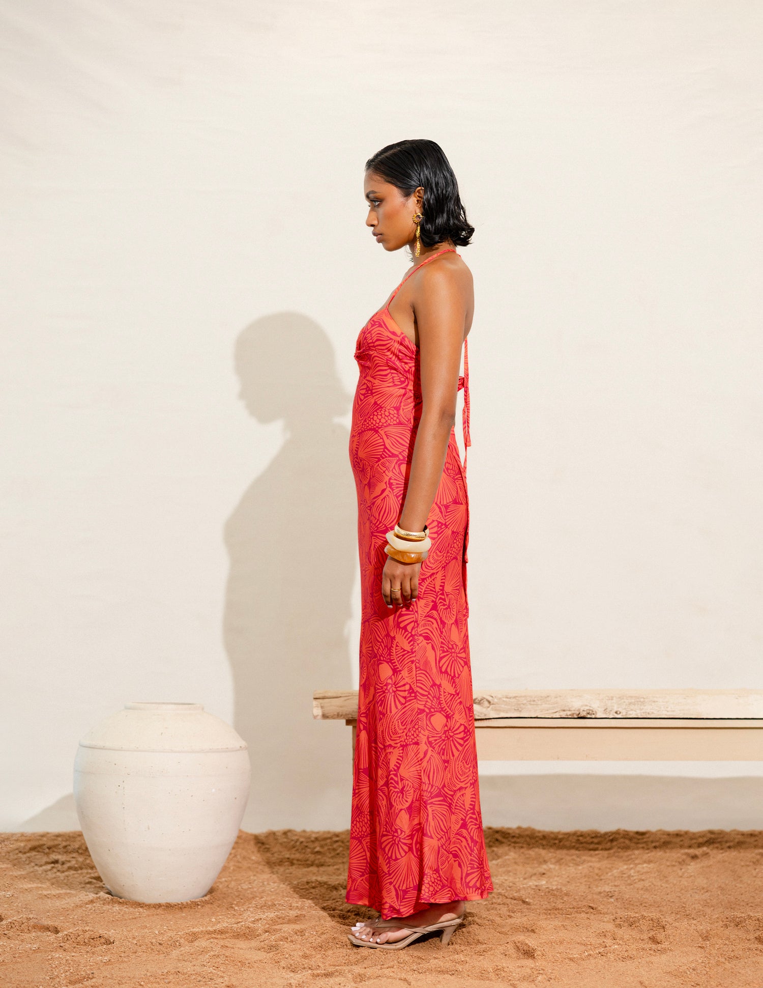 Bustier Detailed Printed Maxi Dress