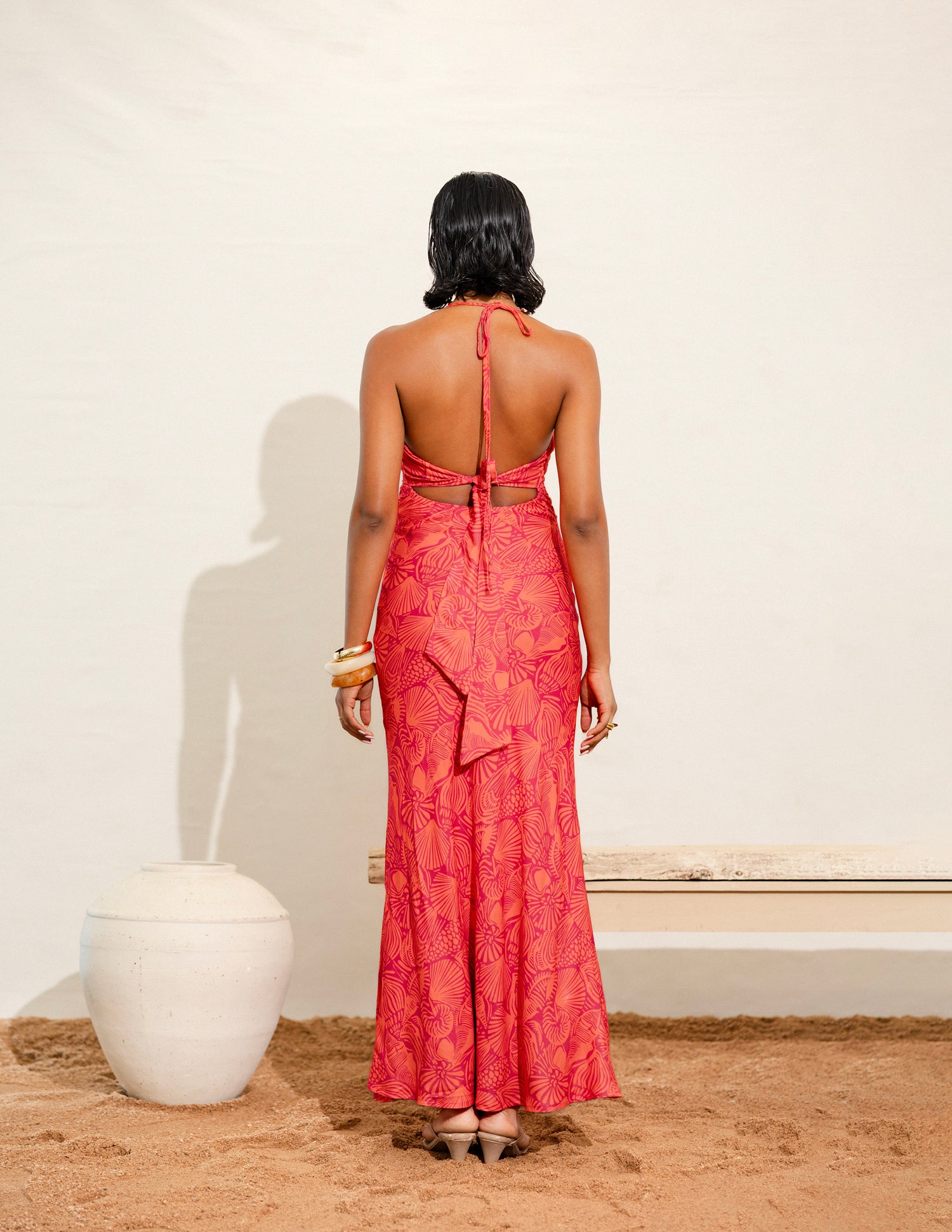 Bustier Detailed Printed Maxi Dress