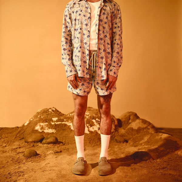 Printed Oversized Regular Collar Long Sleeve Shirt