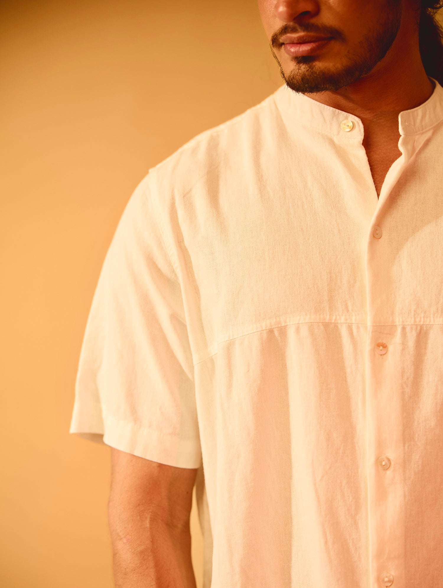 Short Sleeve Cut and Sew Detailed Oversize Shirt