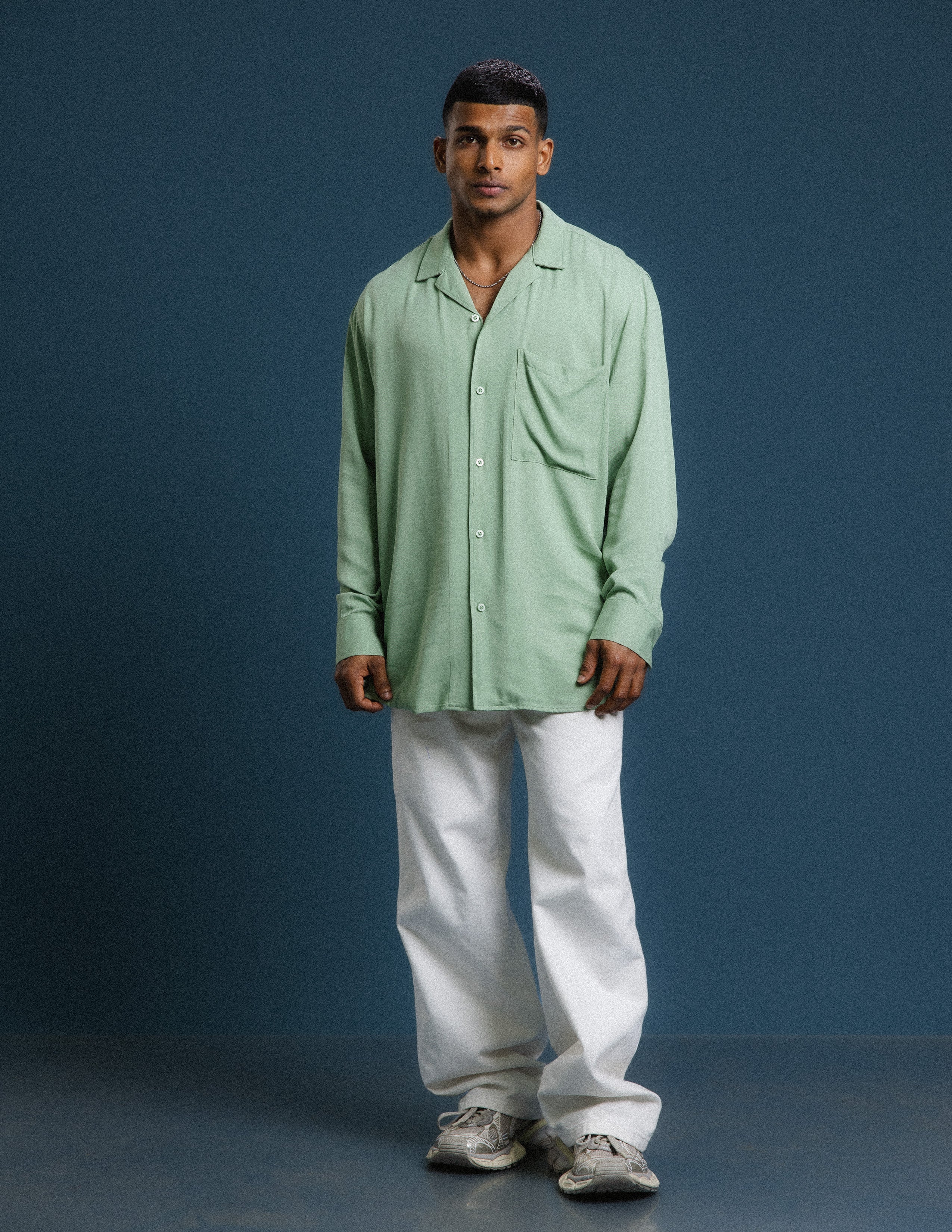 Oversized Camp collar Long Sleeve Shirt
