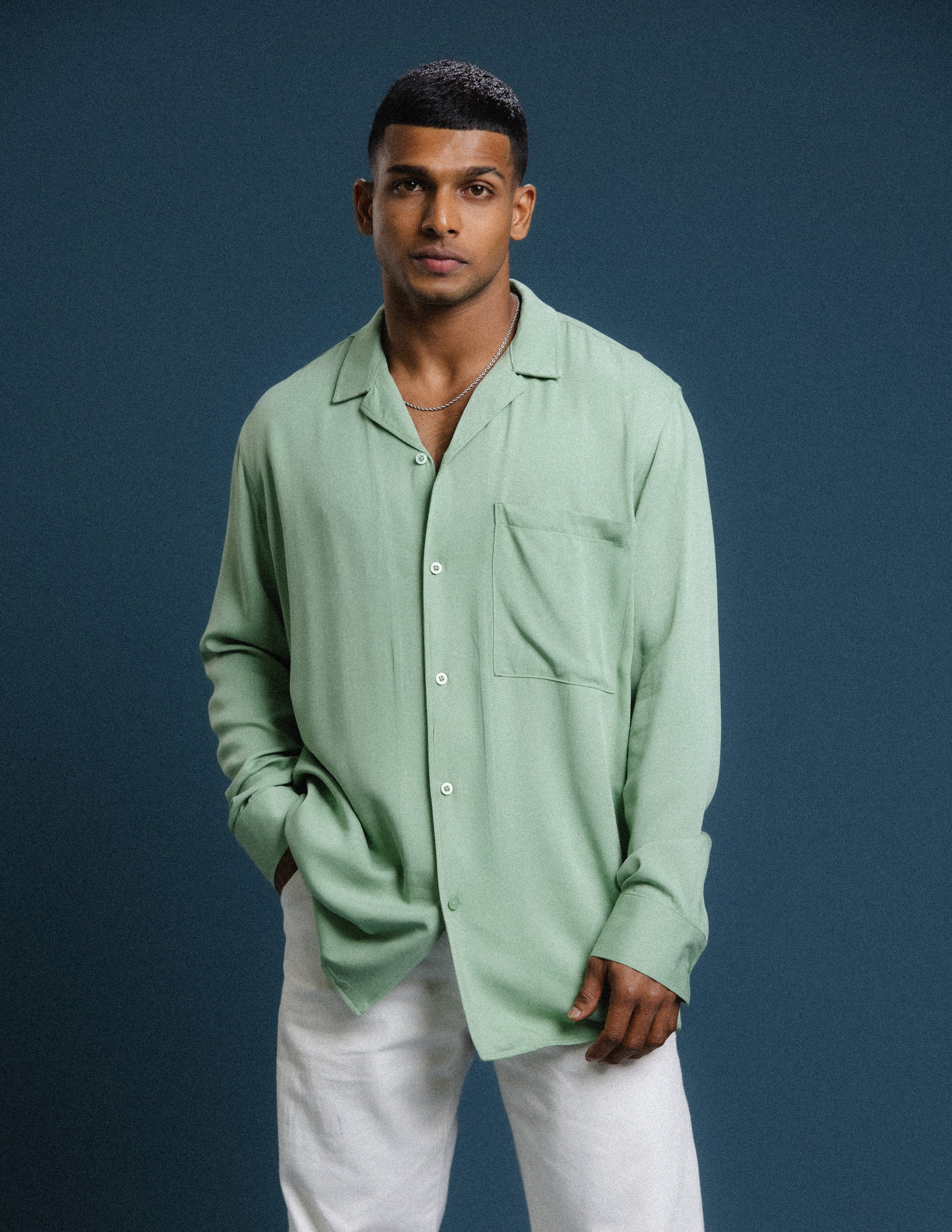 Oversized Camp collar Long Sleeve Shirt