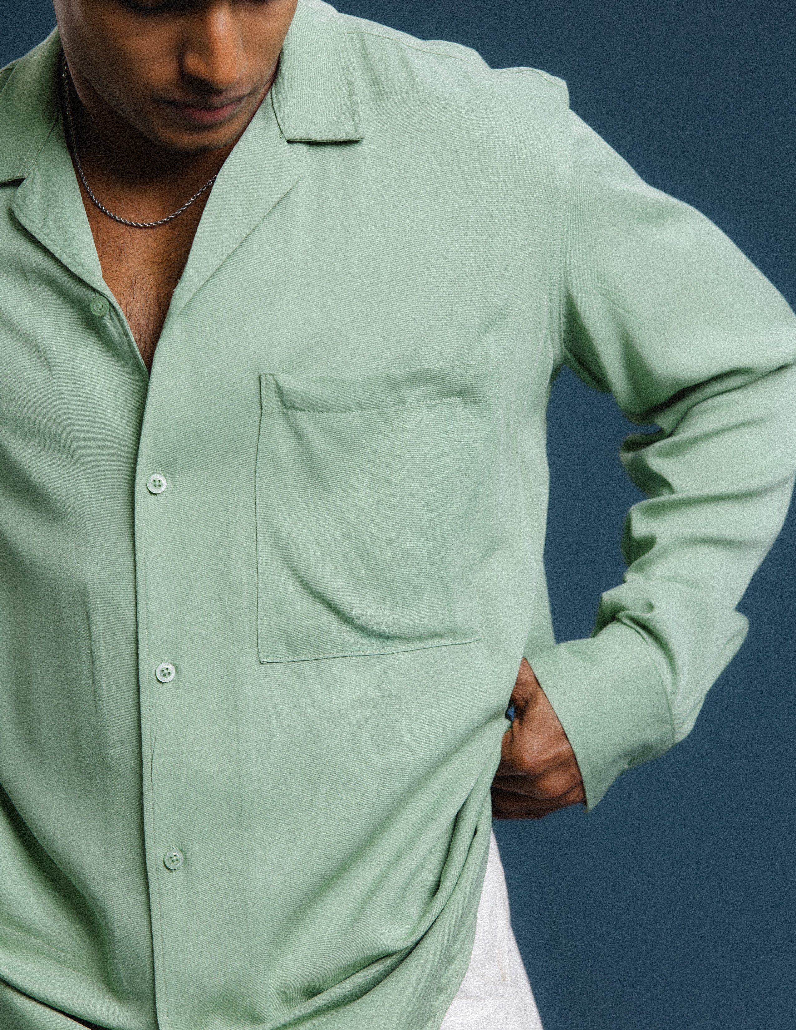 Oversized Camp collar Long Sleeve Shirt