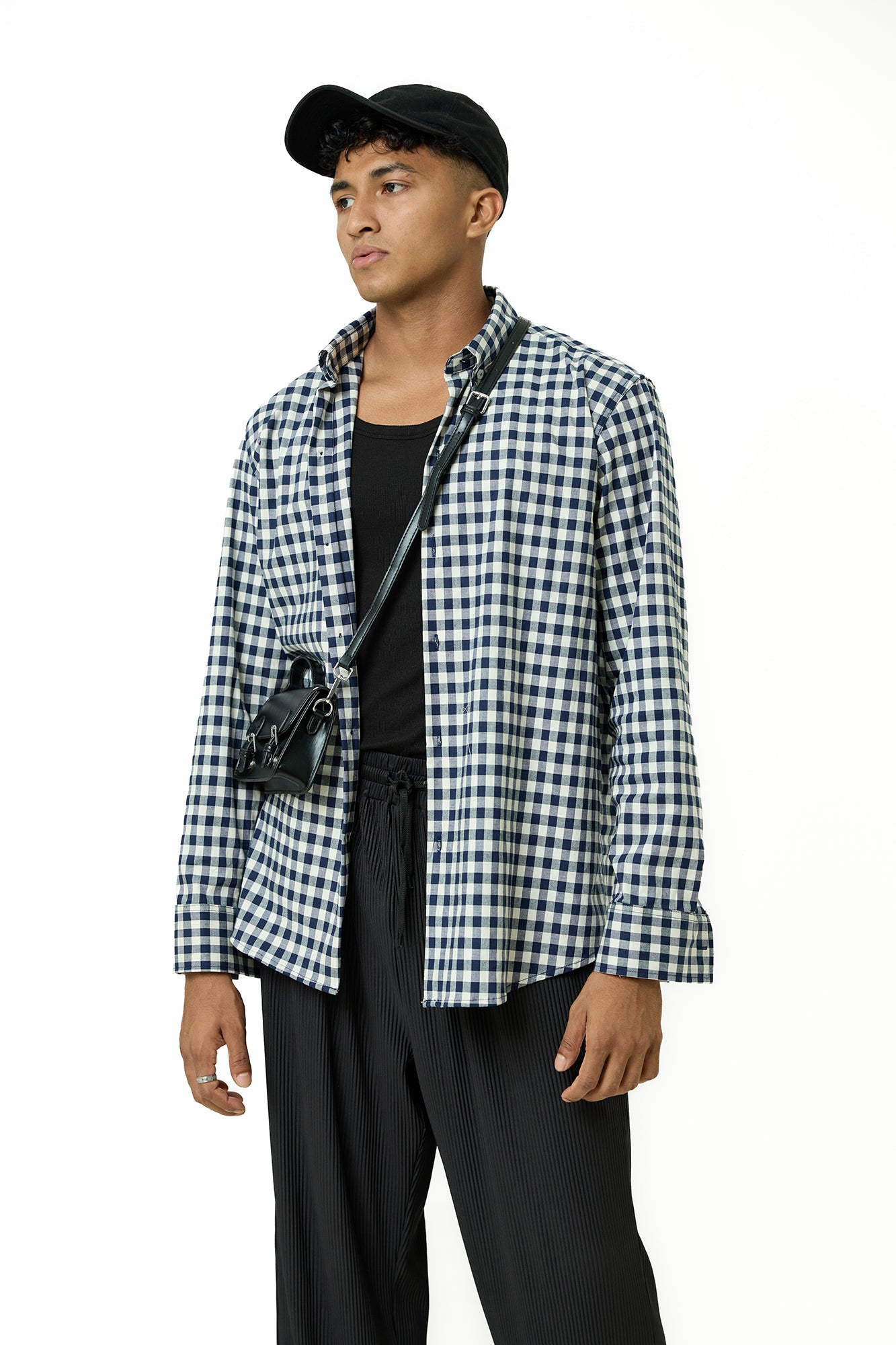 Checkered print detailed soft cotton shirt
