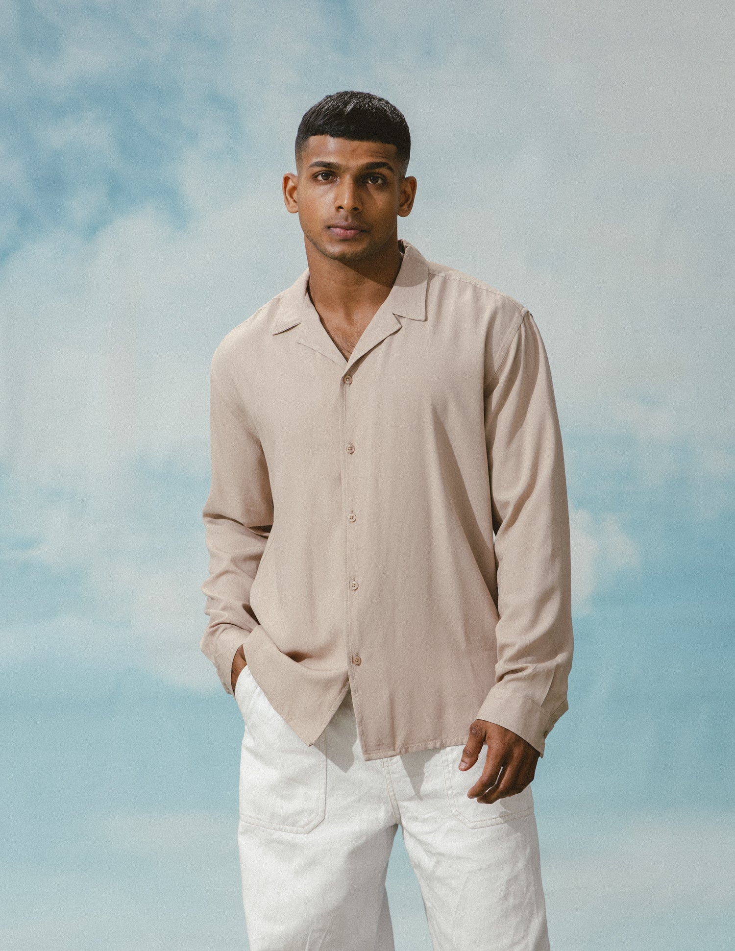 Regular fit camp collar shirt