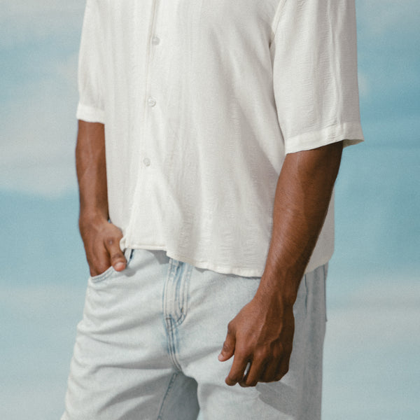 Oversized cropped short sleeve shirt