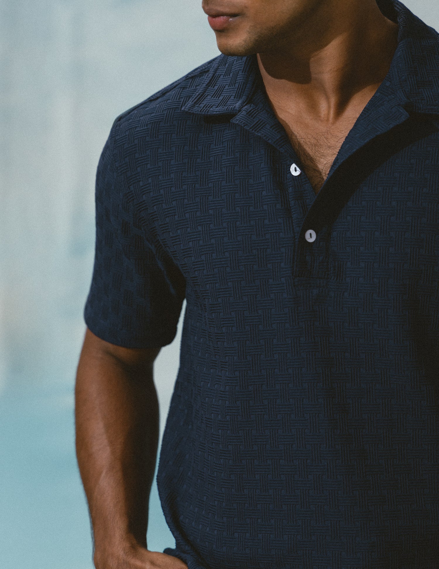 Slim fit half placket shirt