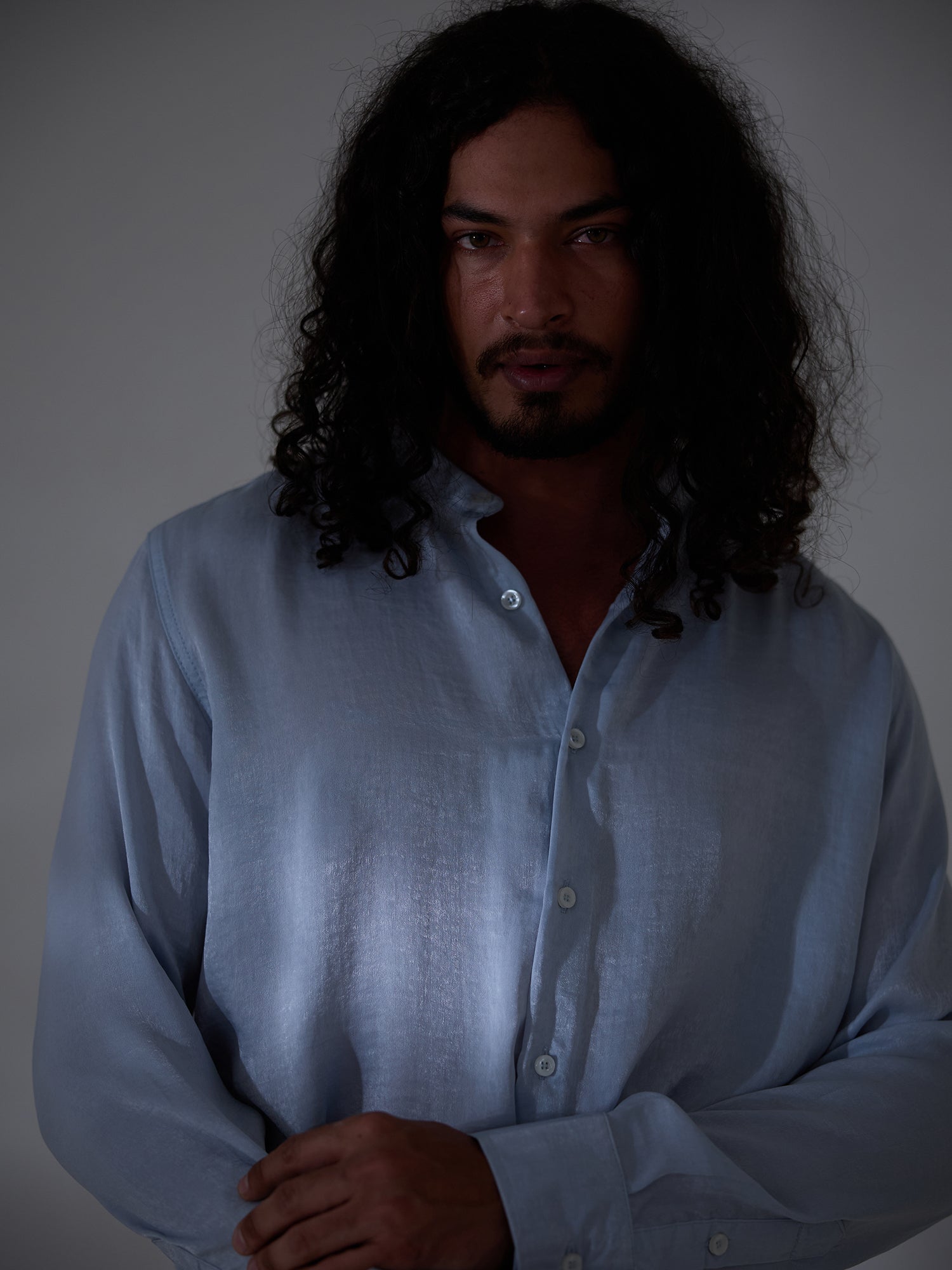 Chinese collar long sleeve shirt