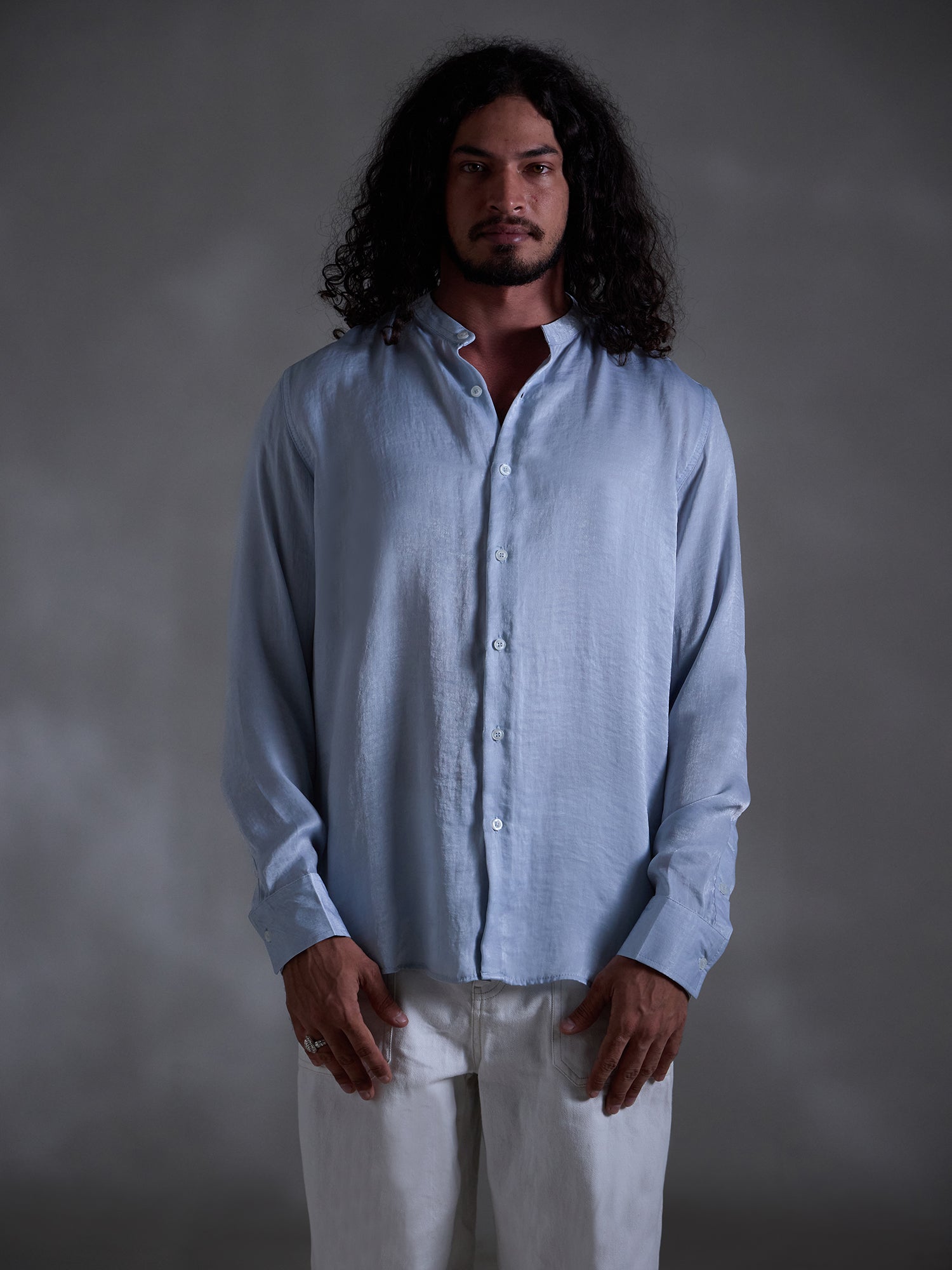 Chinese collar long sleeve shirt