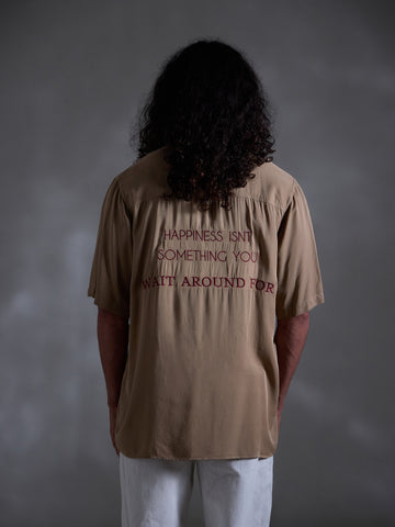 Oversized chinese collar short sleeve embroidery shirt