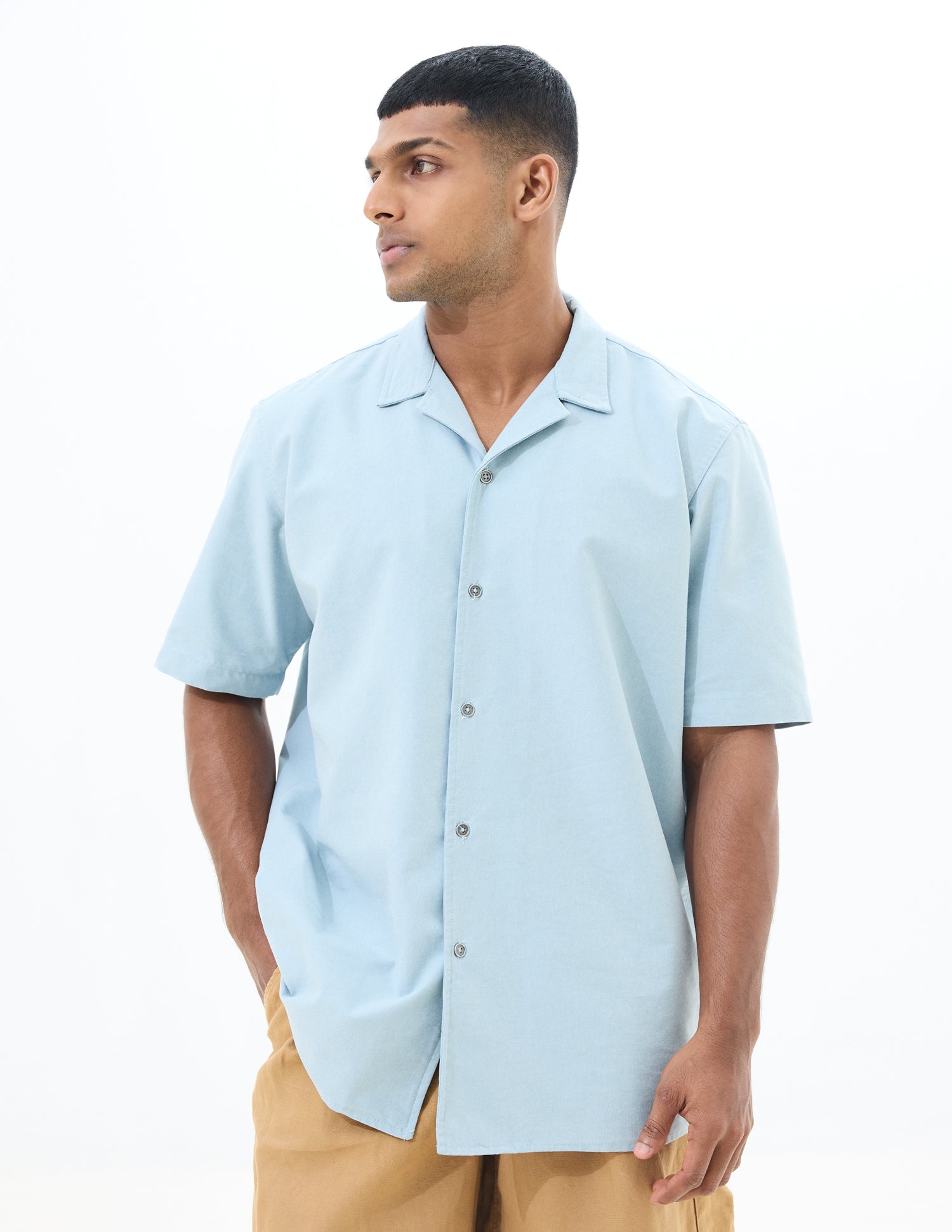 Oversized camp collar shirt