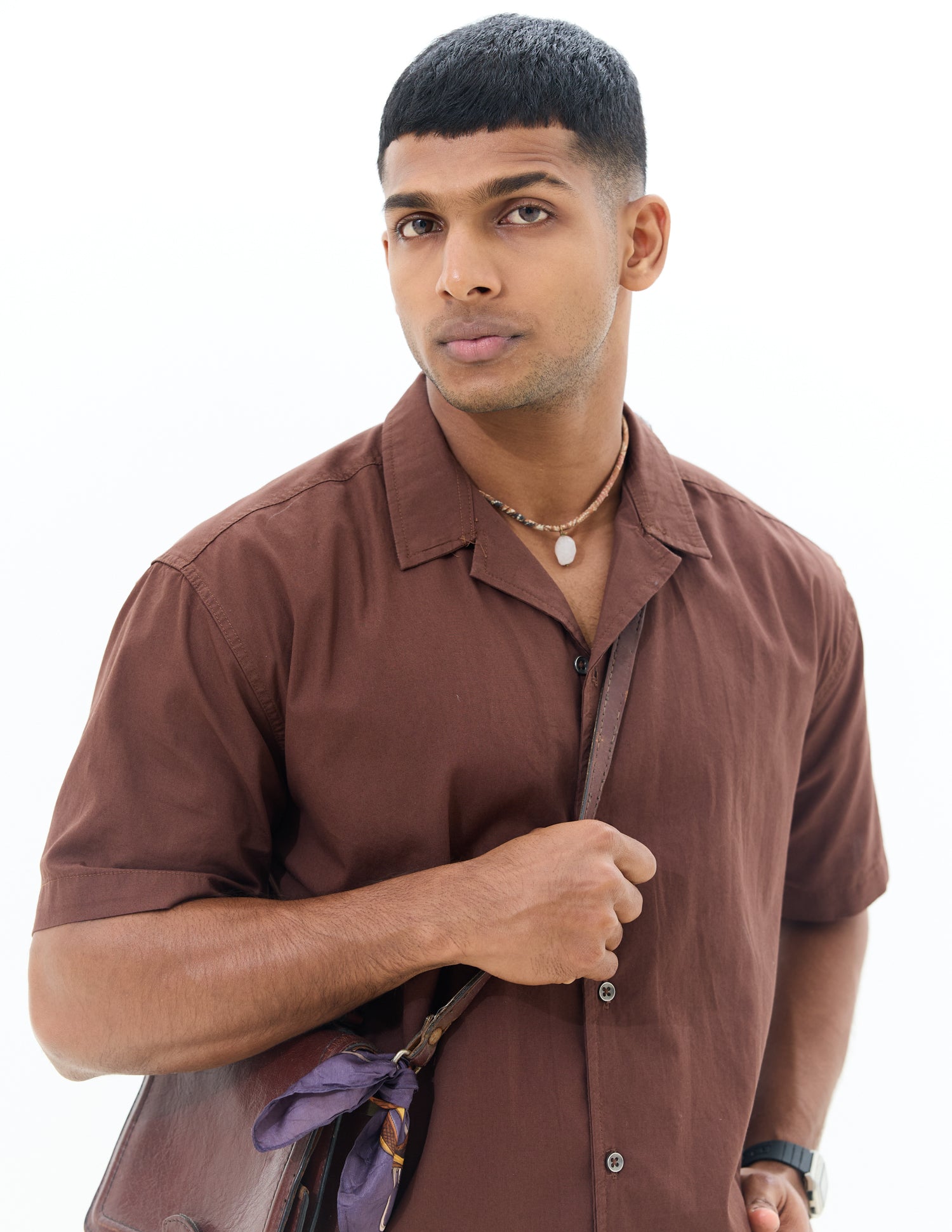 Regular fit camp collar shirt